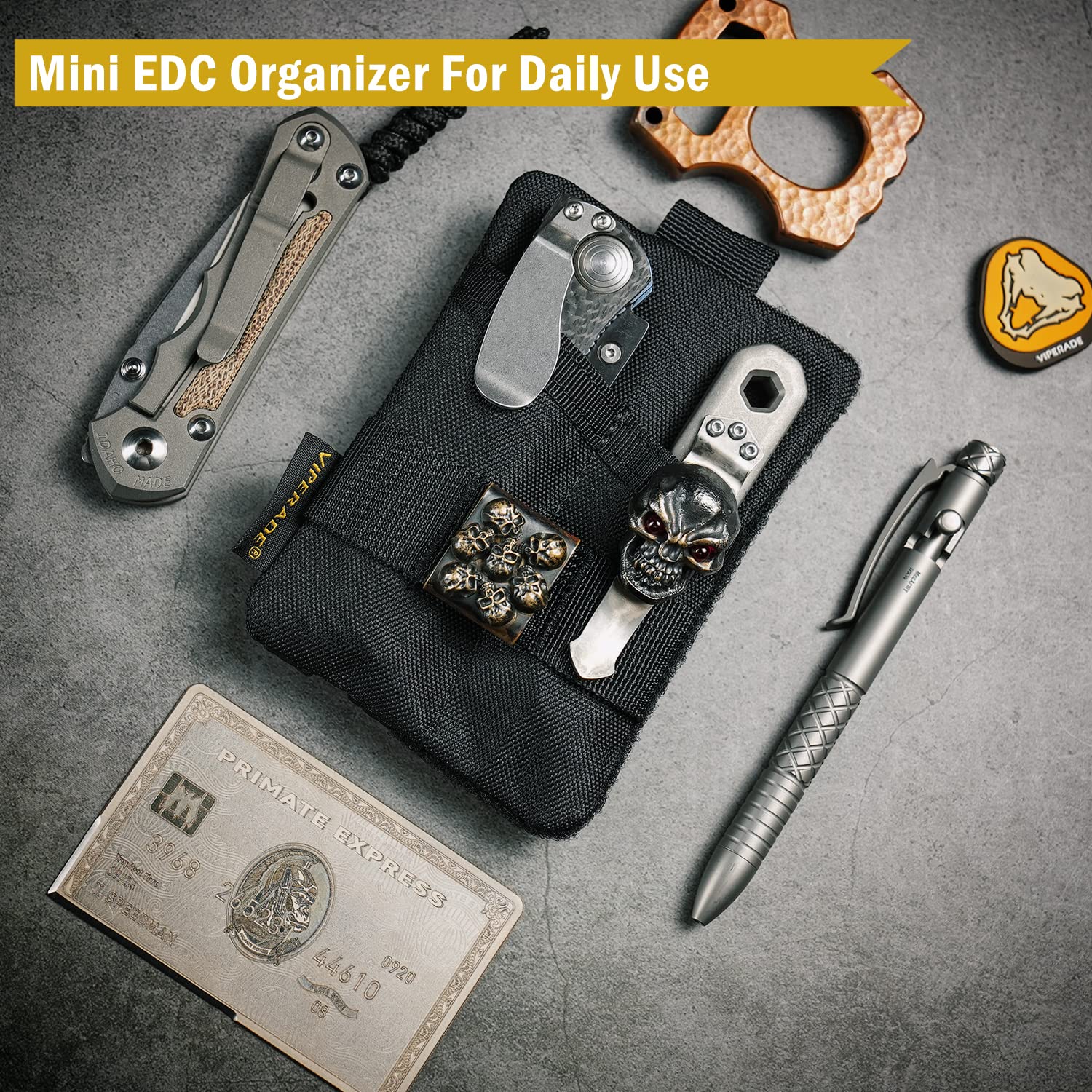 Viperade VE15 Small EDC Pouch - Compact Pocket Organizer with DIY Patches Area for Cards, Tools & Everyday Carry Gear | Perfect for Hiking, Camping & Outdoor Adventures
