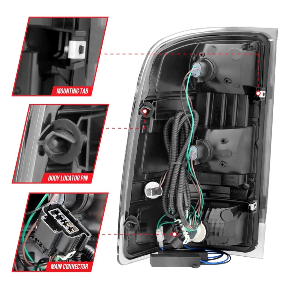 2007-2013 GMC Sierra LED Tail Lights with Light Bar - Black Housing & Clear Lens | ANZO 311388 | Enhanced Visibility & Style for Night Driving & Off-Road Adventures