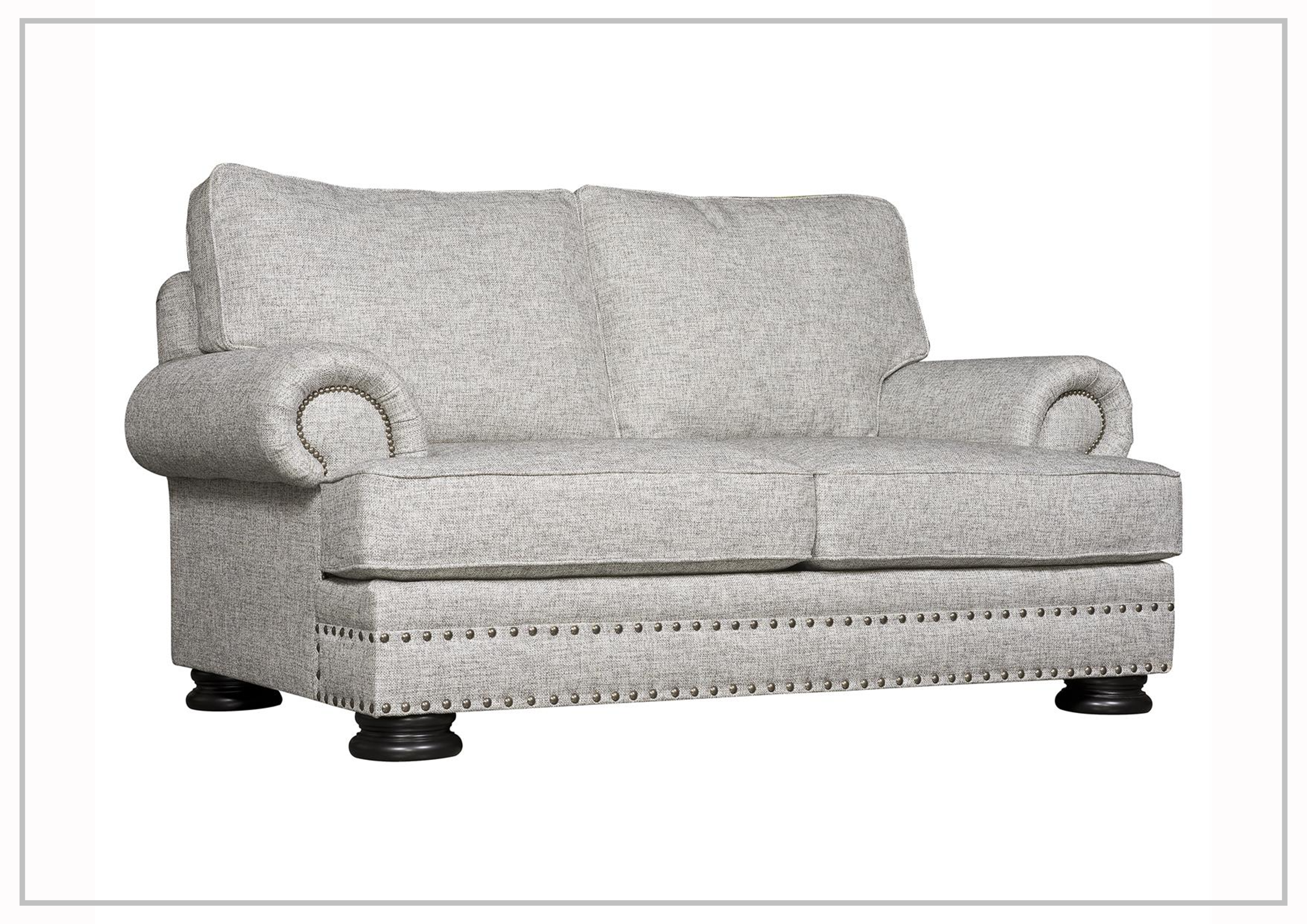 Bernhardt Foster Fabric Loveseat with Rolled Arms - Comfortable Small Sofa for Living Room, Bedroom, or Office Space