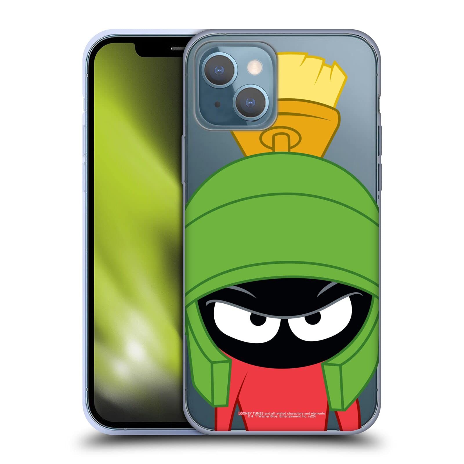 Official Looney Tunes Marvin The Martian Soft Gel Phone Case for Apple iPhone 13 - Cute Cartoon Character Design, Shock-Absorbent Protection - Perfect for Fans, Daily Use & Gift Giving