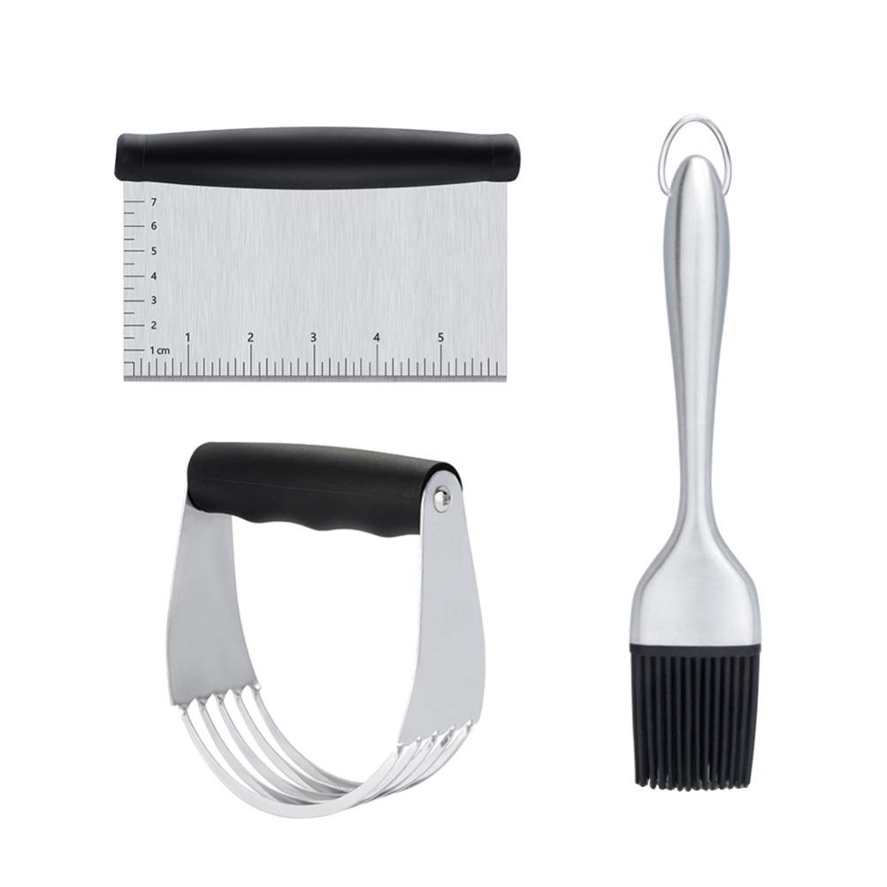 UPKOCH 3-Piece Stainless Steel Pastry Cutter Set - Dough Blender, Scraper & Pastry Brush for Baking, Cooking & BBQ - Perfect for Home Kitchen & Restaurant Use