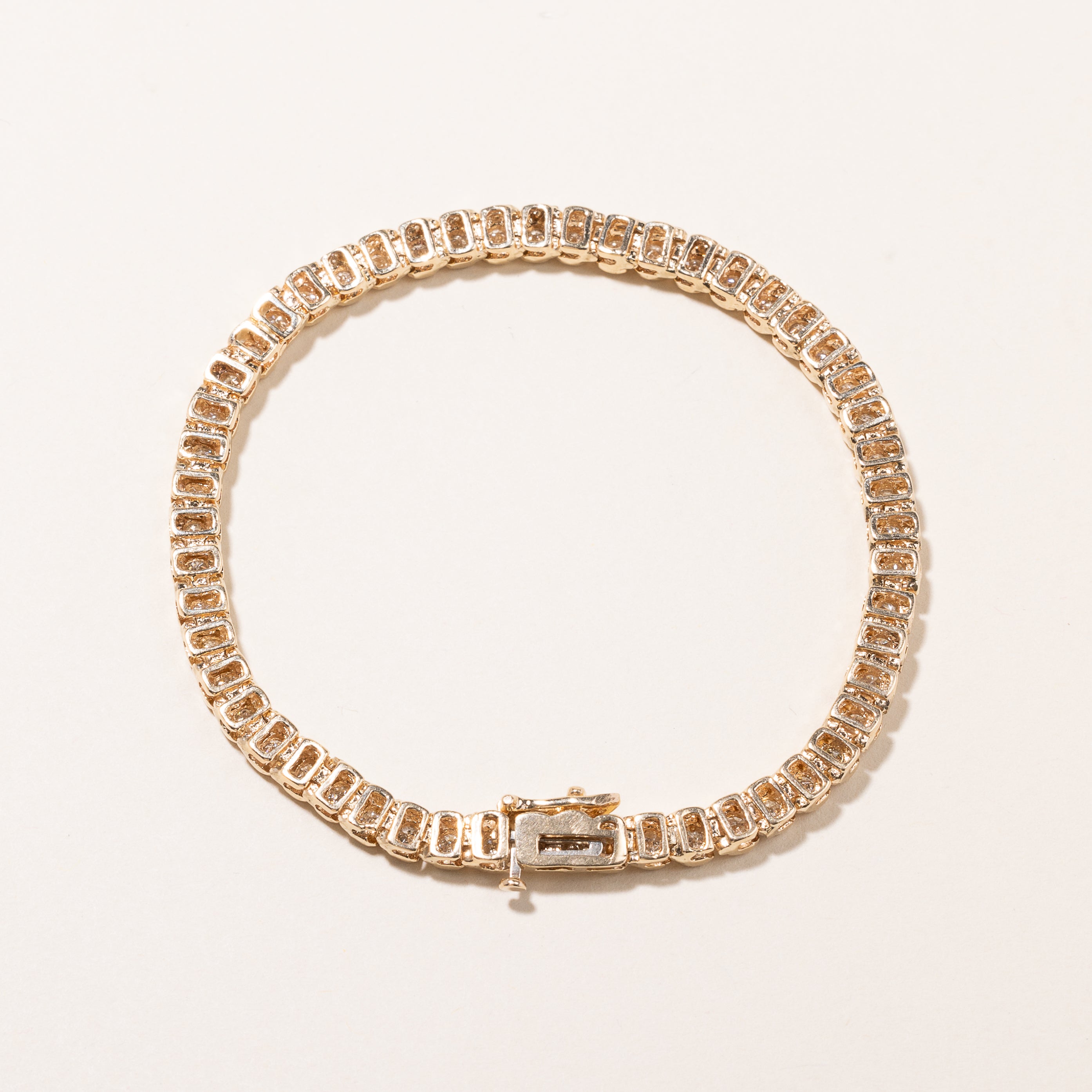 14K Yellow Gold Diamond Tennis Bracelet for Women - 7.5 Inch Adjustable Luxury Jewelry Gift for Anniversary, Birthday & Special Occasions
