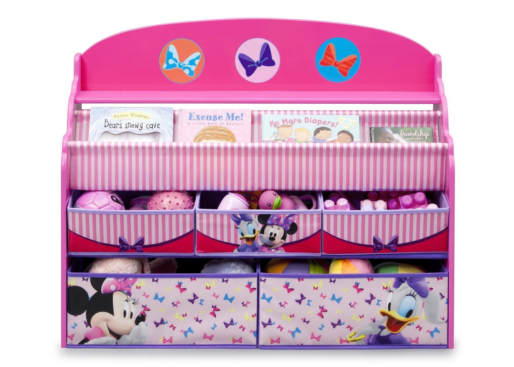 Minnie Mouse Deluxe Book & Toy Organizer for Kids - Disney Themed Storage Solution for Bedroom & Playroom - Perfect for Organizing Books, Toys & School Supplies