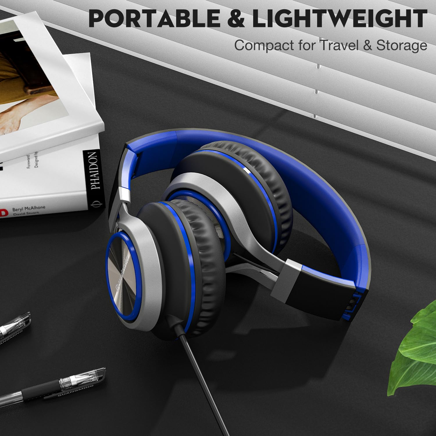 USB C Wired Headphones with Microphone & Volume Control, Over-Ear Stereo Headset for iPhone 15/16 Pro, Smartphones, Chromebook, Laptop & Tablets - Foldable Design for Travel, Gaming & Office Use