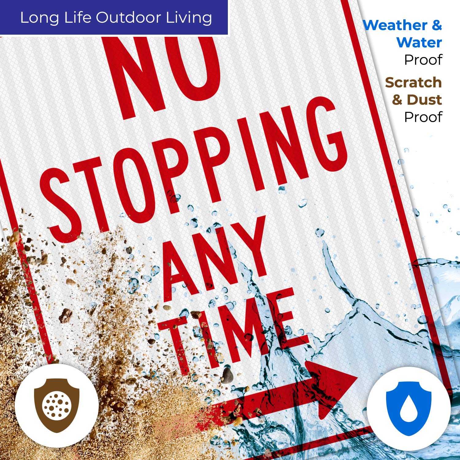 No Stopping Any Time Right Side Sign - 24x30 Inches, 3M EGP Reflective .080 Aluminum, Fade Resistant, Easy Mounting for Indoor & Outdoor Use - Made in USA - Perfect for Parking Lots, Construction Zones & Road Safety