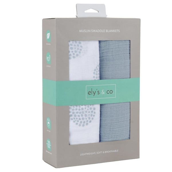 Ely's&Co. 100% Cotton Muslin Swaddle Blankets for Babies (2 Pack) - Soft & Breathable for Newborn Swaddling, Nursing Cover, Stroller Blanket
