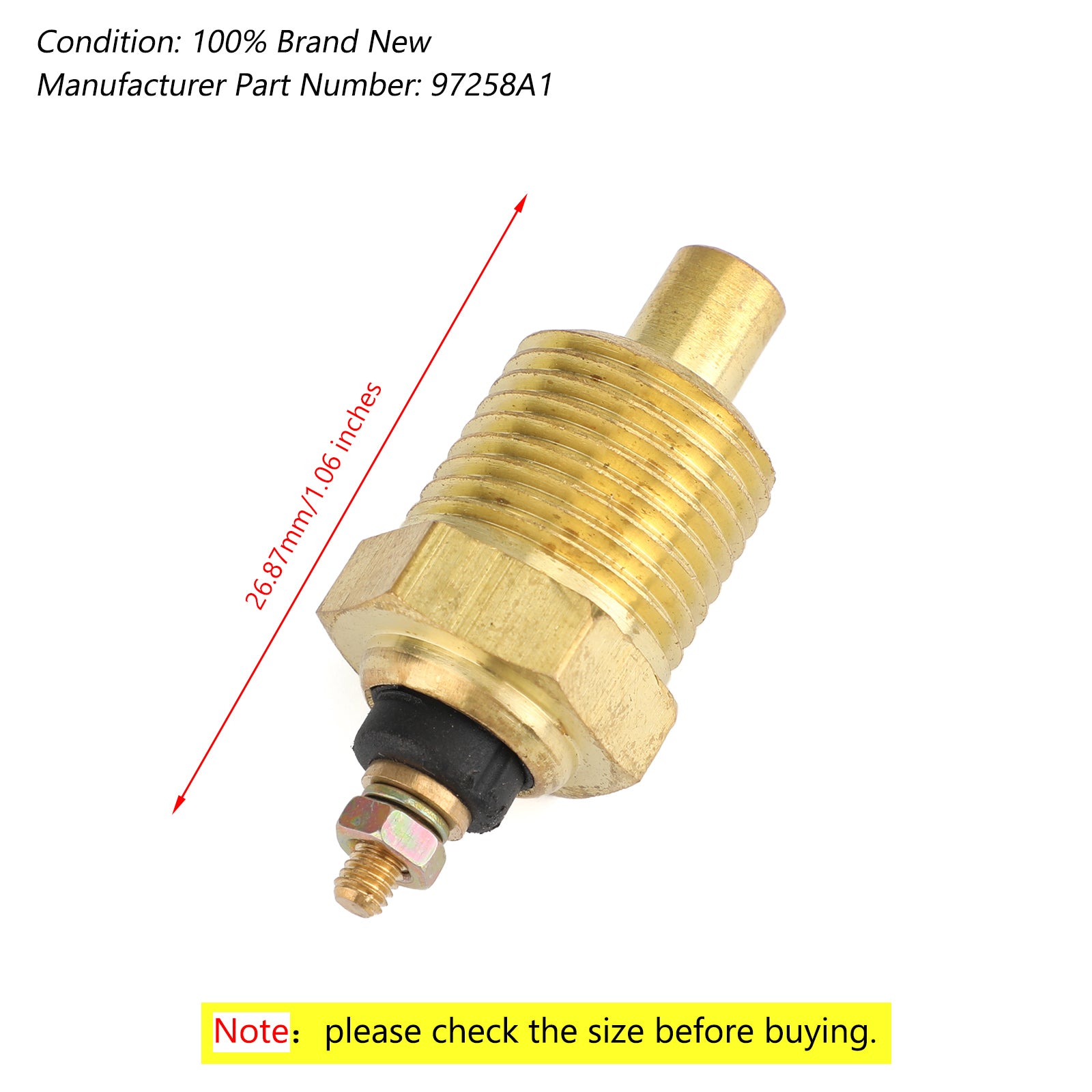 Mercruiser V6 V8 Temperature Sensor 1/2 Inch - Compatible with 4.3L 5.0L 5.7L 7.4L 8.2L 350 Engines - Perfect for Marine Boat Engine Cooling System Monitoring
