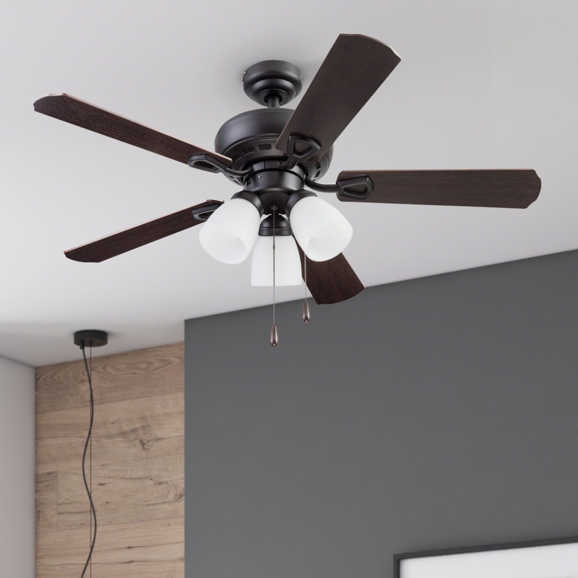 44 Inch Miller Park Ceiling Fan with Espresso Bronze Finish & Pull Chain - Perfect for Living Room, Bedroom, and Outdoor Spaces