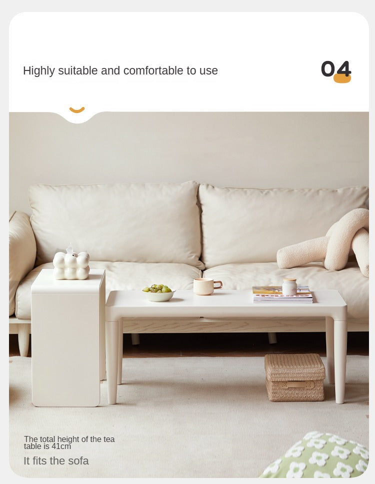 Solid Pine Wood Coffee Table and Side Table Set - Nordic Style Modern Living Room Furniture for Home Decor and Small Space