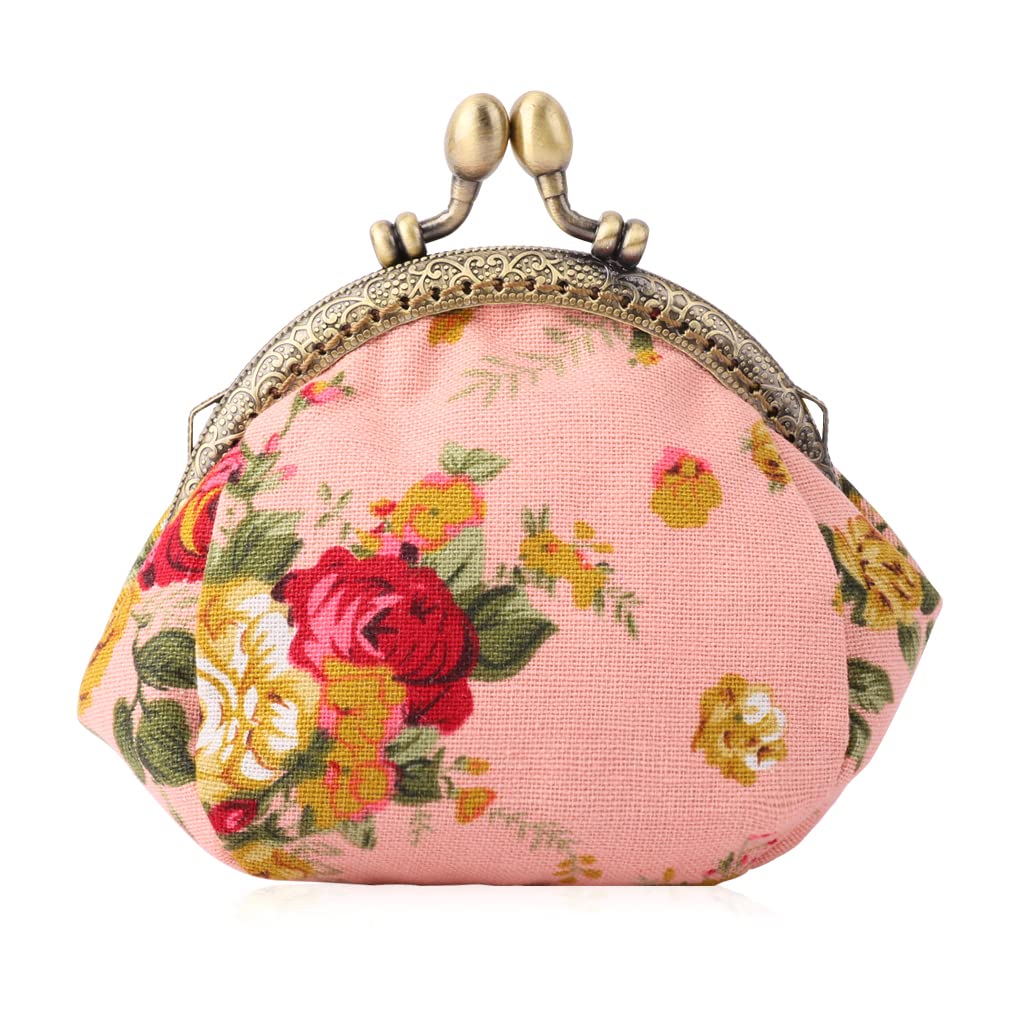 Oyachic Floral Coin Purse for Women - Vintage Clasp Wallet, Cute Flower Change Pouch for Girls | Perfect for Cash, Coins, Credit Cards - Great Gift for Birthday, Travel & Everyday Use