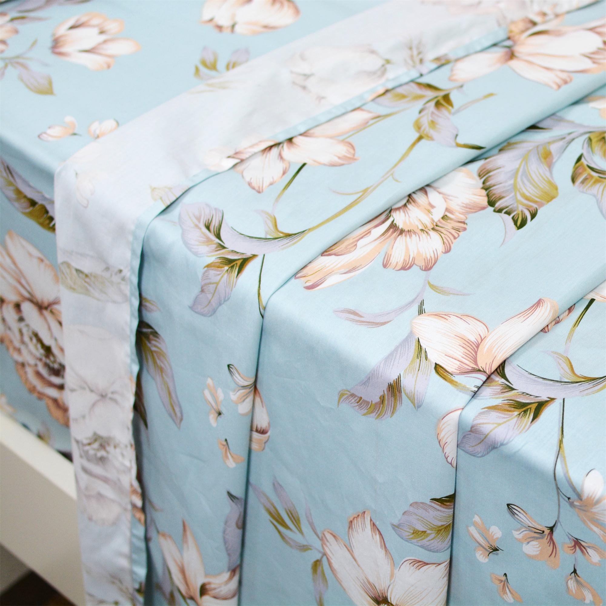 FADFAY Shabby Floral Bed Sheet Set California King - 100% Cotton Farmhouse Style Bedding Set (4 Piece: Flat Sheet, Fitted Sheet & 2 Pillowcases) for Cozy Bedroom Decor & Guest Room Upgrade