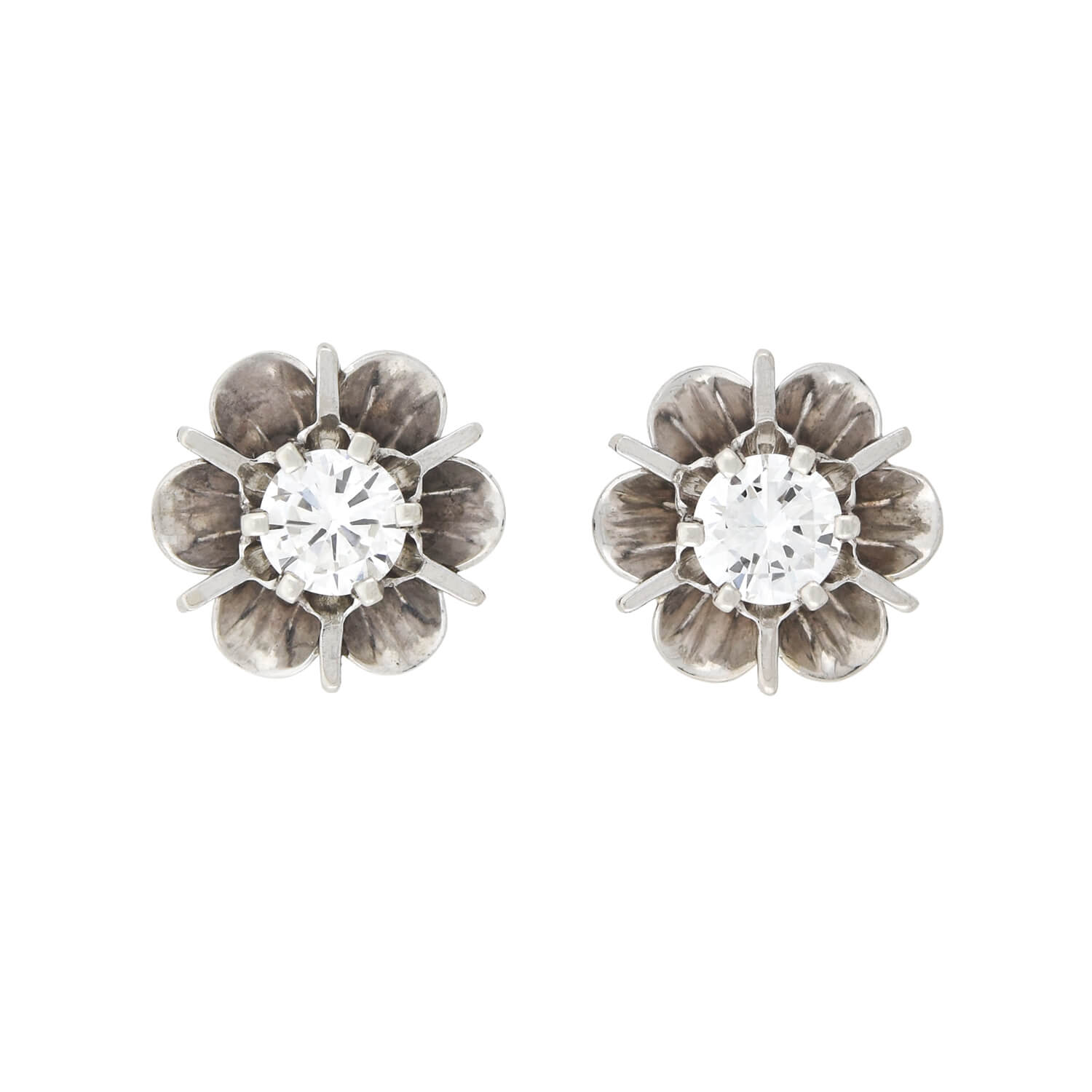 14K White Gold Retro Diamond Stud Earrings - 0.50 Carat Total Weight (CTW) - Vintage Inspired Jewelry for Women - Perfect for Weddings, Anniversaries & Special Occasions