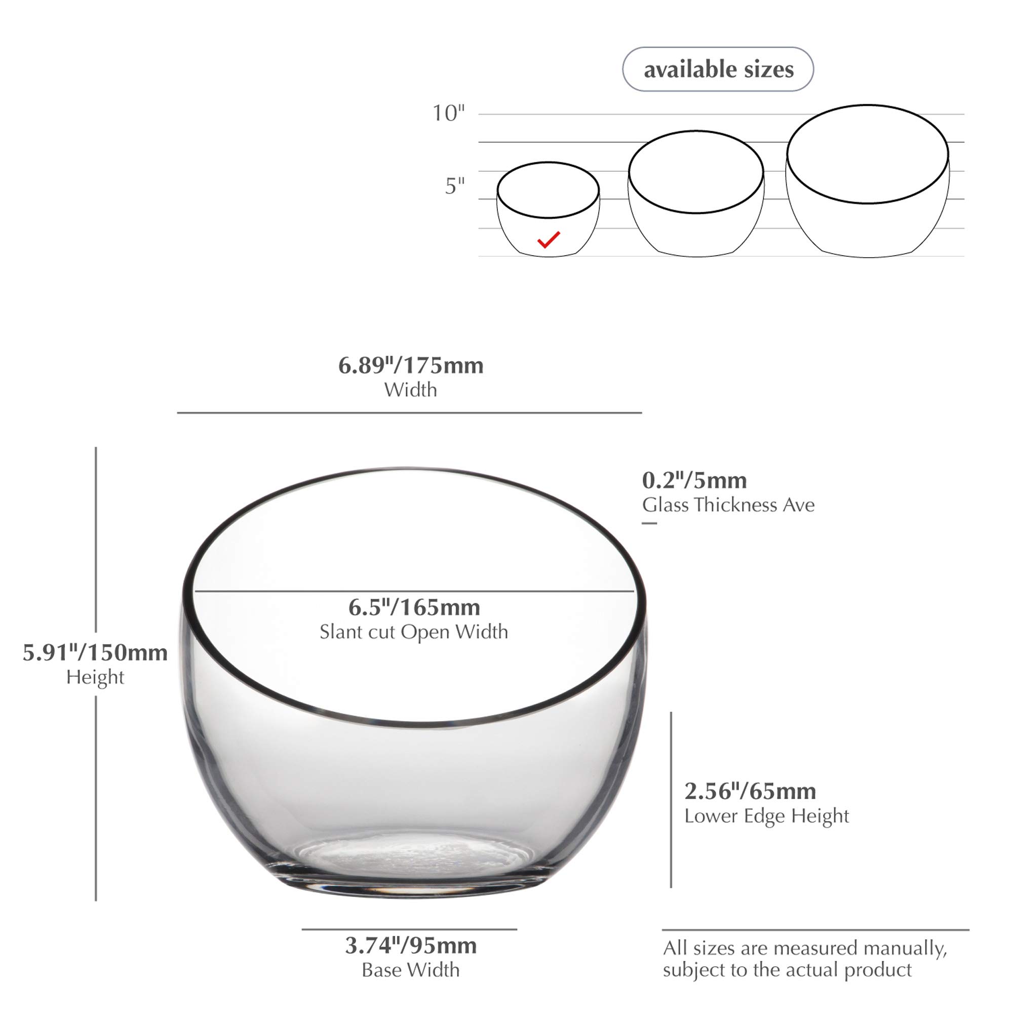 8 Pack Clear Glass Slant Cut Bowl Vase - 7