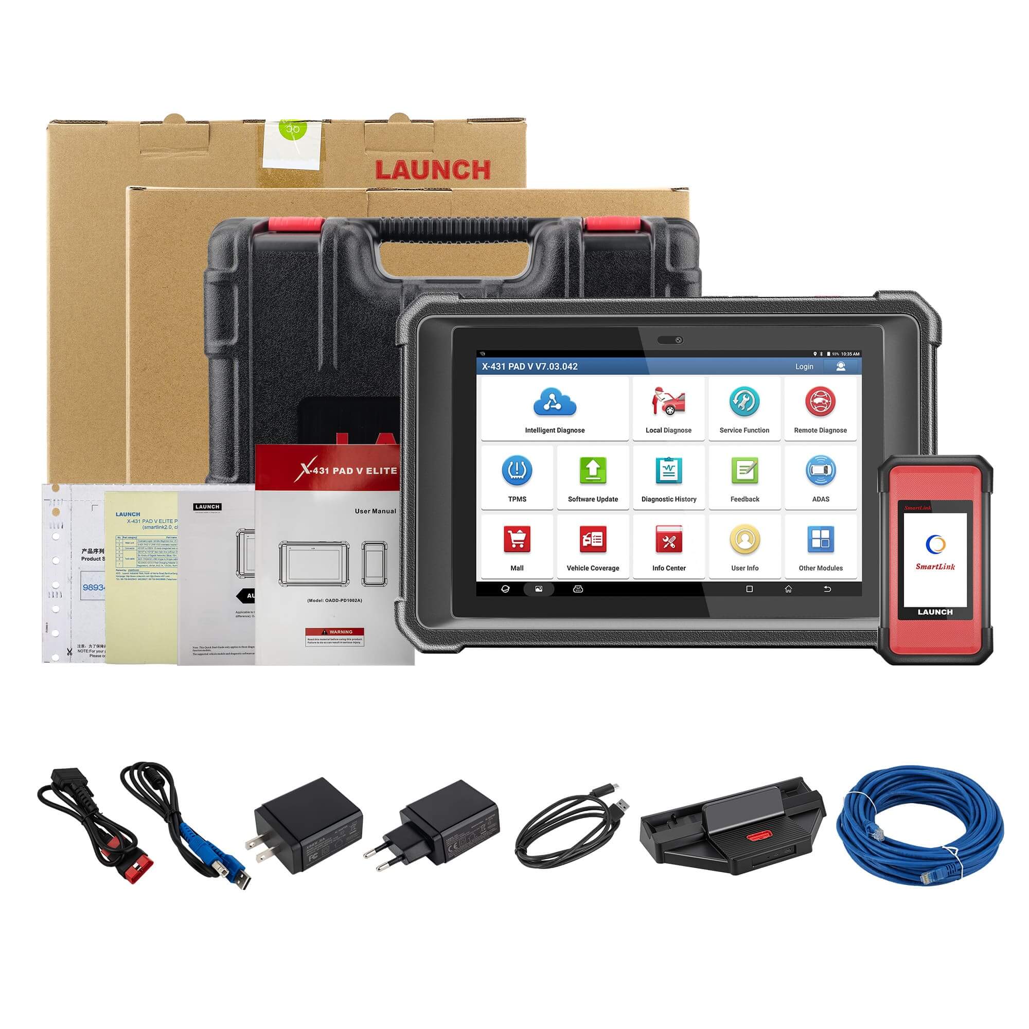 LAUNCH X431 PAD V Elite Smartlink ECU Coding CAN FD OBD2 Scanner - Professional Automotive Diagnostic Tool for Mechanics & DIY Car Repair | Perfect for Engine Diagnostics, Fault Code Reading & Vehicle Maintenance