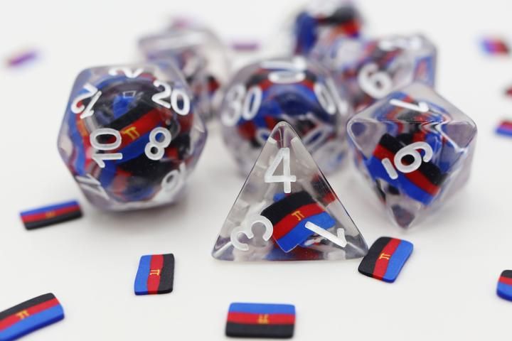 7ct Pride Polyamory Dice Set - Rainbow Colored Polyhedral Dice for D&D, RPG & Tabletop Games - Perfect for LGBTQ+ Gamers & Collectors - Use in Role-Playing, Board Games & Dice Collections