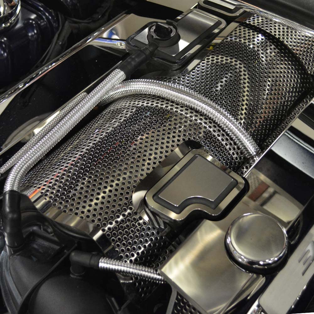 American Car Craft Plenum Cover for 392 6.4L Engine | Perforated Stainless Steel Heat Shield | Performance Upgrade for Dodge Challenger & Charger | Engine Bay Protection & Style Enhancement