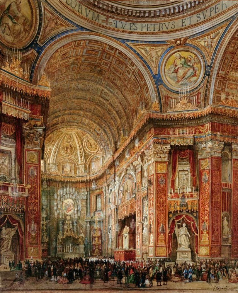 St. Peter's Basilica Rome Art Print - 33x27 Inch Fine Art Paper for Framing - European Landscape Wall Decor - Perfect for Living Room, Office & Home Decor