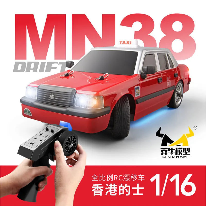 MNRC MN38 1/16 Scale 35km/h High-Speed Drift Remote Control Car - Hong Kong Taxi Model - Perfect for RC Racing, Drifting Competitions & Collectors Display