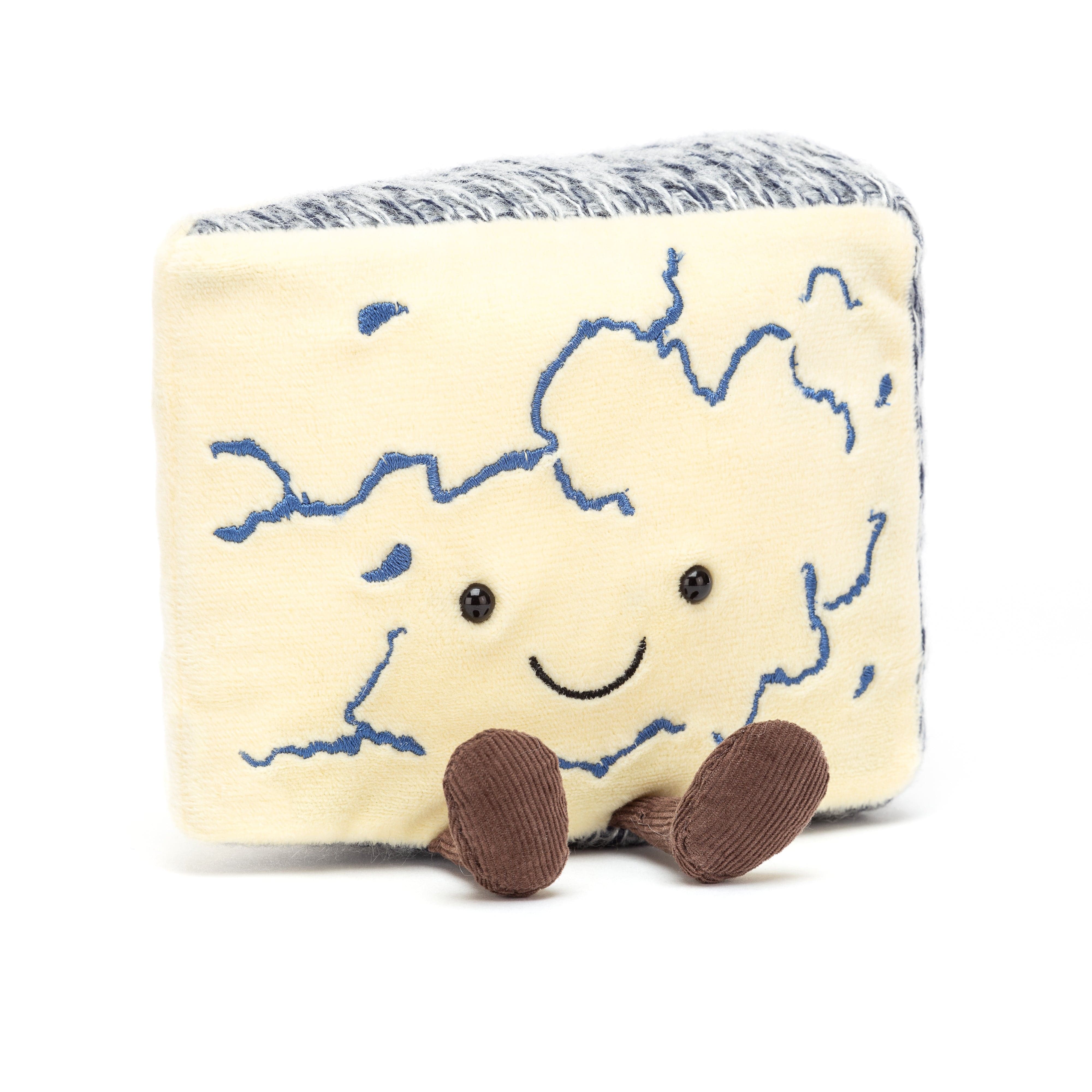 Amuseable Blue Cheese Plush Toy - Cute & Soft Stuffed Cheese Pillow for Kids & Adults - Perfect for Home Decor, Gifts & Stress Relief