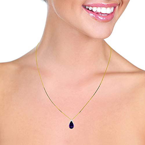 14K Solid Gold Necklace with 5 Carat Pear-Shaped Natural Amethyst Pendant | Elegant Jewelry for Women | Perfect for Weddings, Anniversaries & Special Occasions