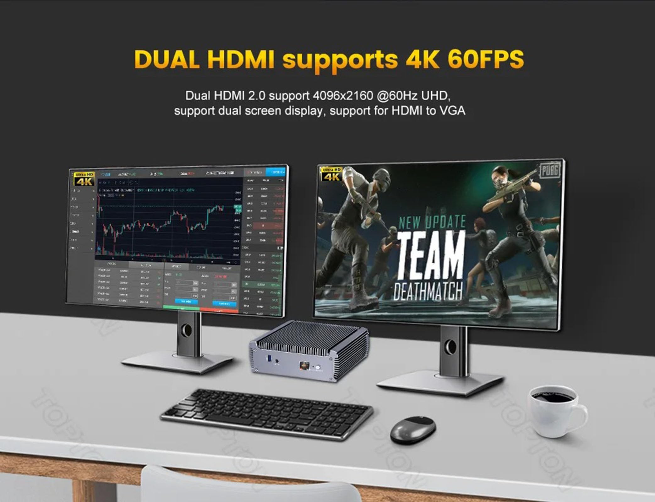 Tuofudun Mini PC Fanless Ryzen 3 4300U Barebone Desktop Computer - 4K Dual HD, Windows 11/10, WiFi6, BT5.2 - Perfect for HTPC, Gaming & Office Work
