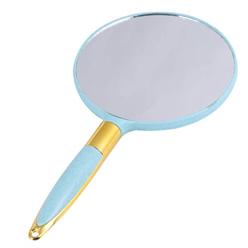 FOMIYES Vintage Round Handheld Makeup Mirror with Handle - Portable Travel Cosmetic Mirror, Single-Sided Vanity Mirror for Home & Travel (Green) | Perfect for Makeup Application, Skincare Routine & On-the-Go Touch Ups