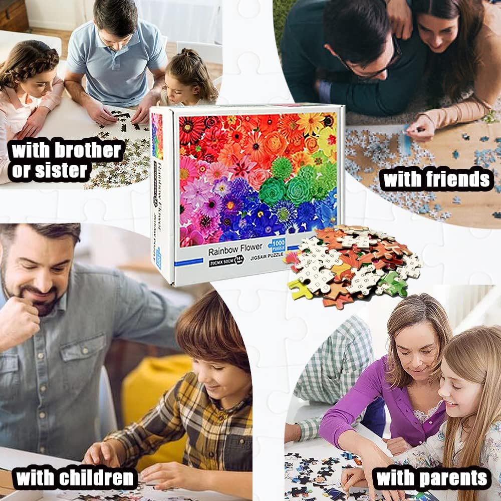 1000 Piece Jigsaw Puzzle for Adults - Rainbow Flower Puzzle (27.5x19.6 Inches) | Challenging 1000+ Piece Puzzles for Adults | Perfect for Stress Relief, Family Bonding & Home Decor