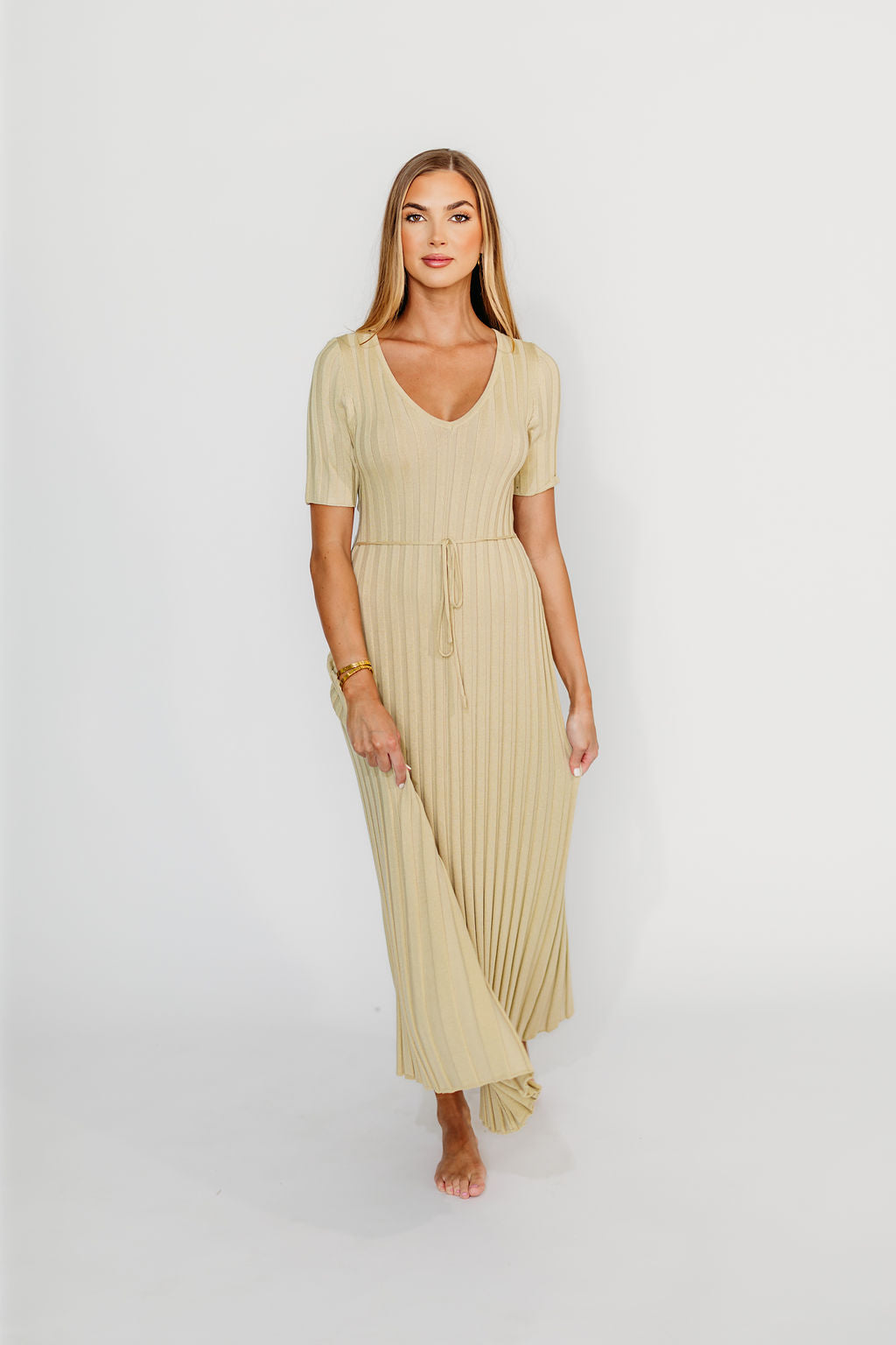 Oakley Ribbed Maxi Dress in Dusty Lime - Bump Friendly Maternity Dress for Pregnancy & Nursing | Perfect for Casual Outings, Baby Showers & Summer Events