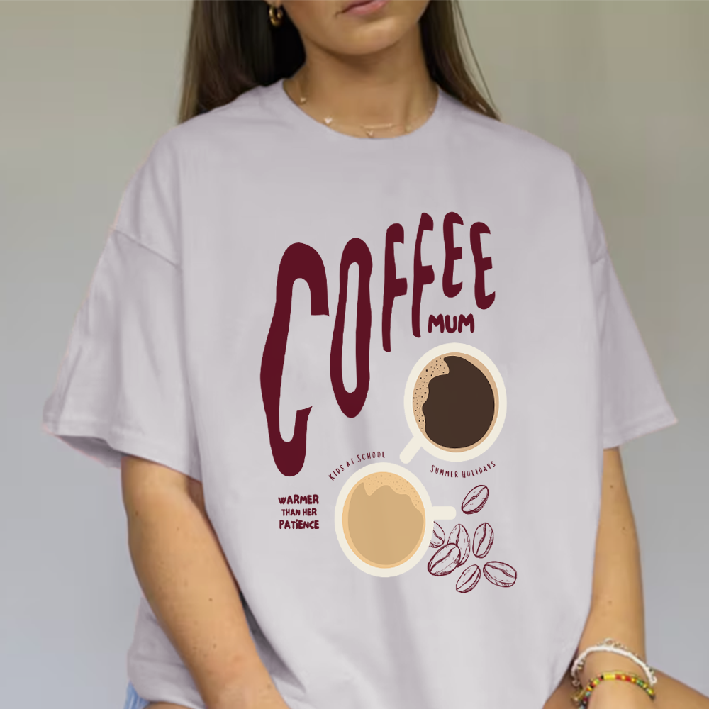 Funny Coffee Mom Graphic Oversized T-Shirt - Comfortable Cotton Tee for Women - Perfect for Casual Wear, Mother's Day Gifts & Coffee Lovers