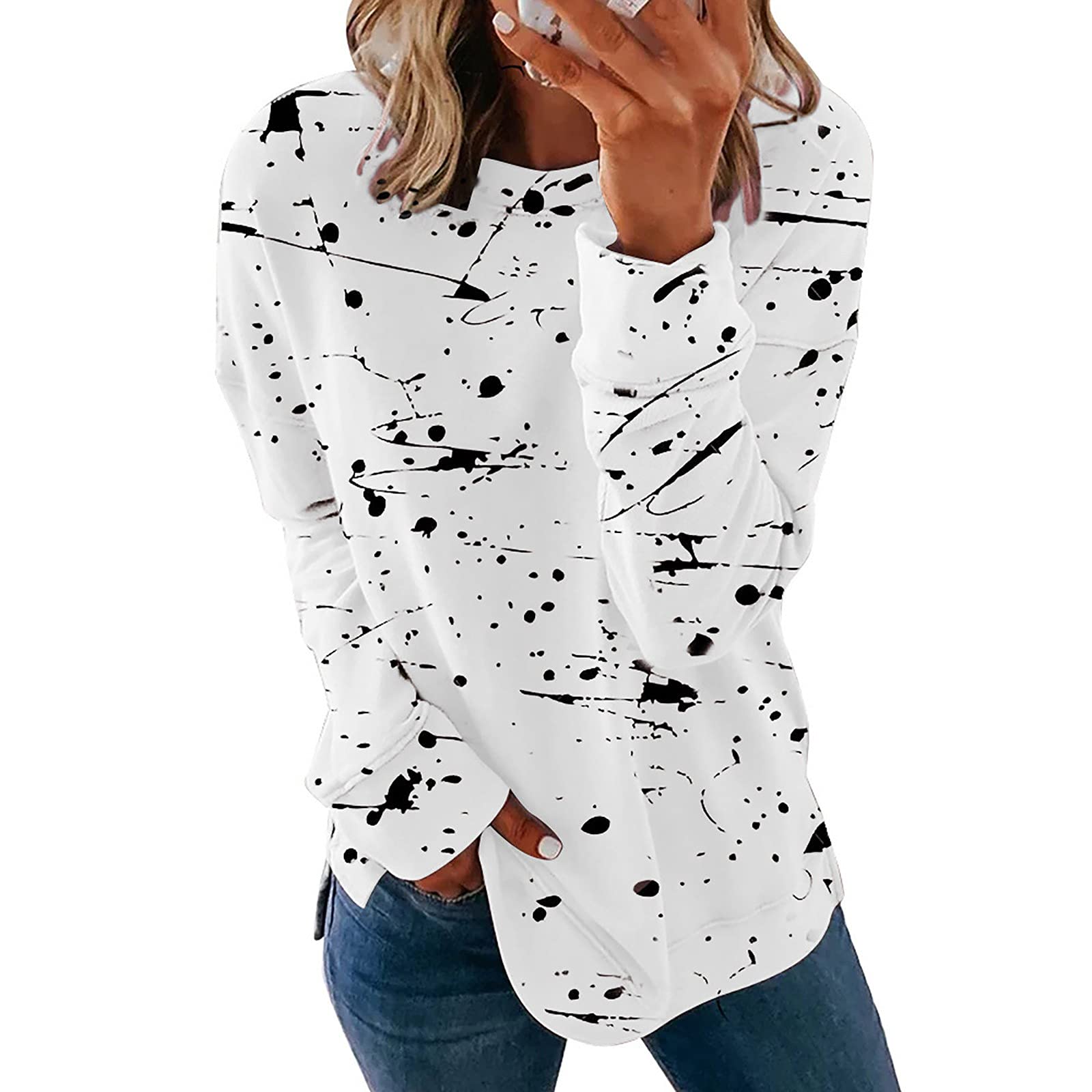 Boho Shirts for Women - Stylish Long Sleeve Striped Tunic Blouse with Contrast Colors | Spring Fashion O-Neck Top for Casual Wear, Office & Date Nights