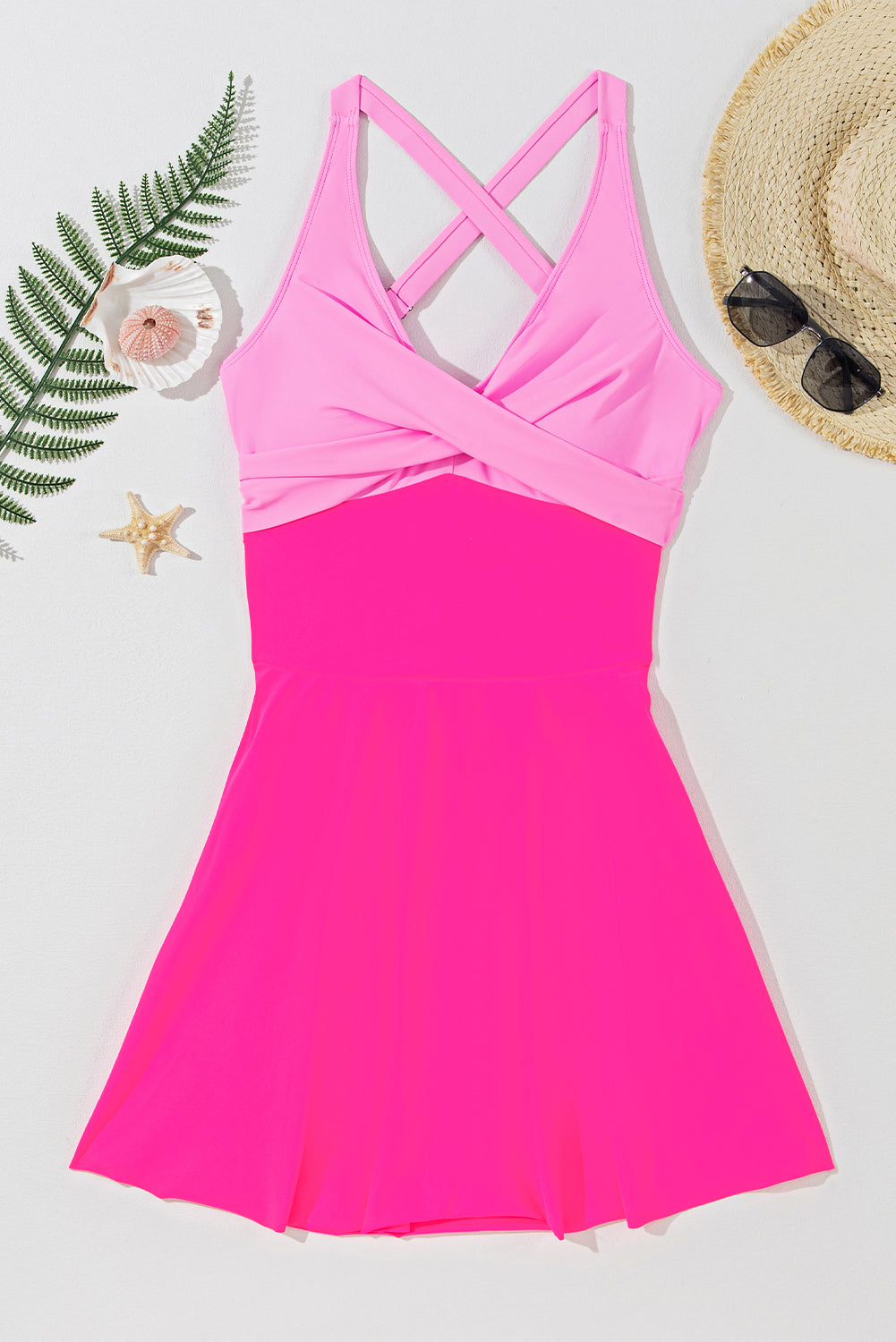Crisscross Straps Tie Back Flared One Piece Swimsuit for Women - Sexy High Waisted Bathing Suit with Ruffles, Perfect for Beach Vacation & Pool Party