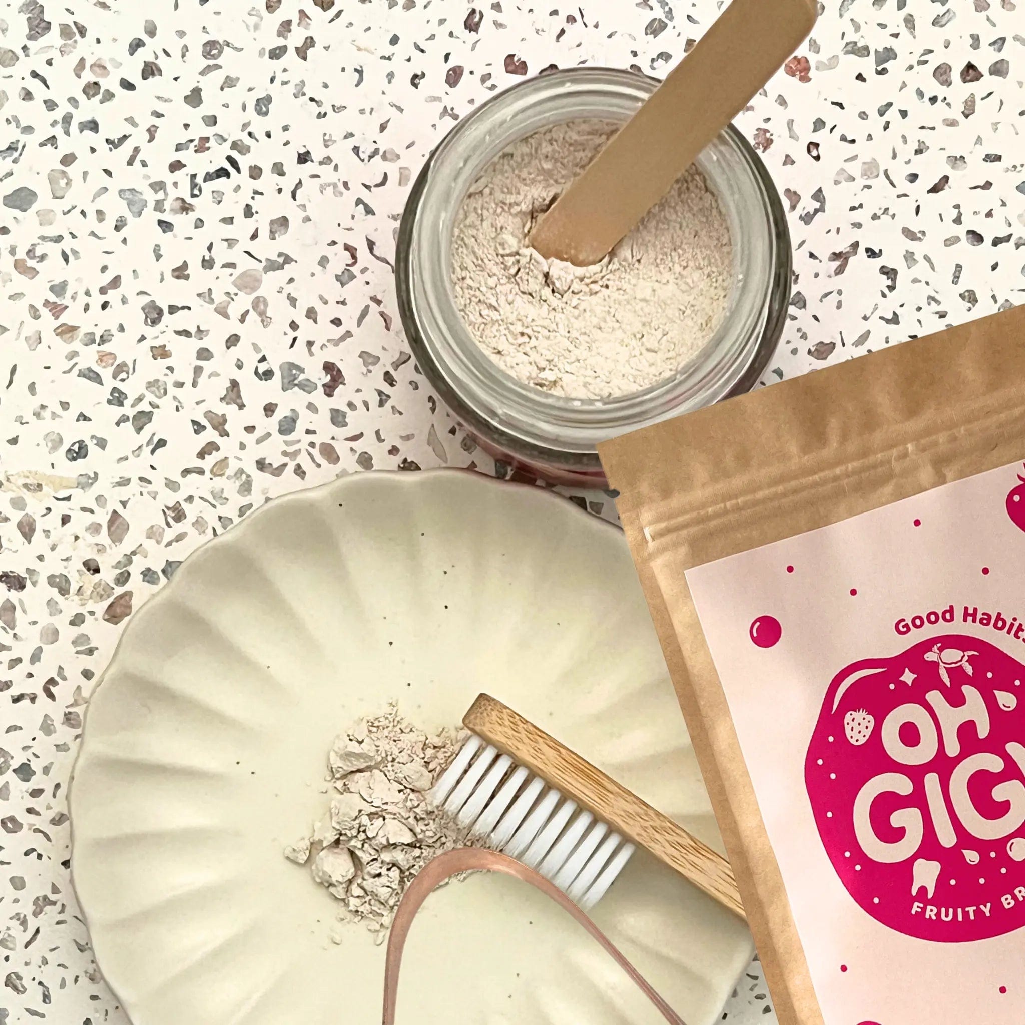 OhGiGi Organic Toothpowder - Natural & Fruity Flavor for Fresh Breath & Whitening | Eco-Friendly Dental Care for Home & Travel Use