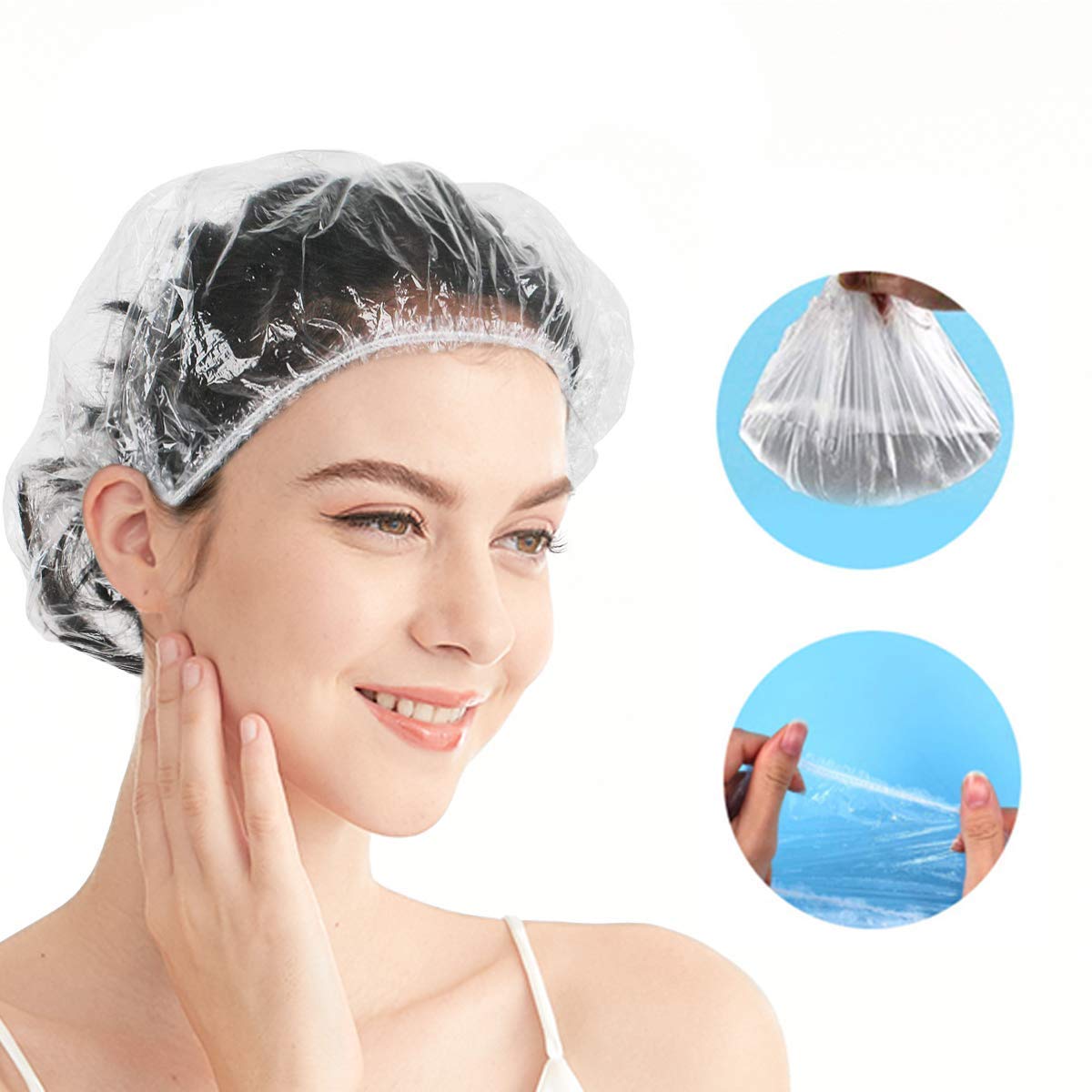 Disposable Shower Caps for Women & Men - 20 Pack Thickened Elastic Bath Caps for Hair Protection, Spa, Salon, and Travel - Waterproof & Reusable Shower Cap Set