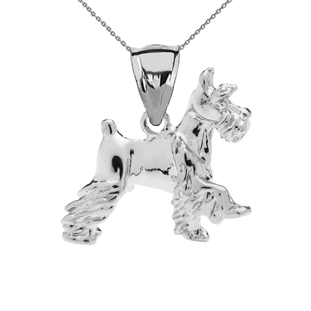 10k White Gold Schnauzer Charm Pendant Necklace for Women - Elegant Dog Lover Jewelry Gift for Birthday, Anniversary & Special Occasions