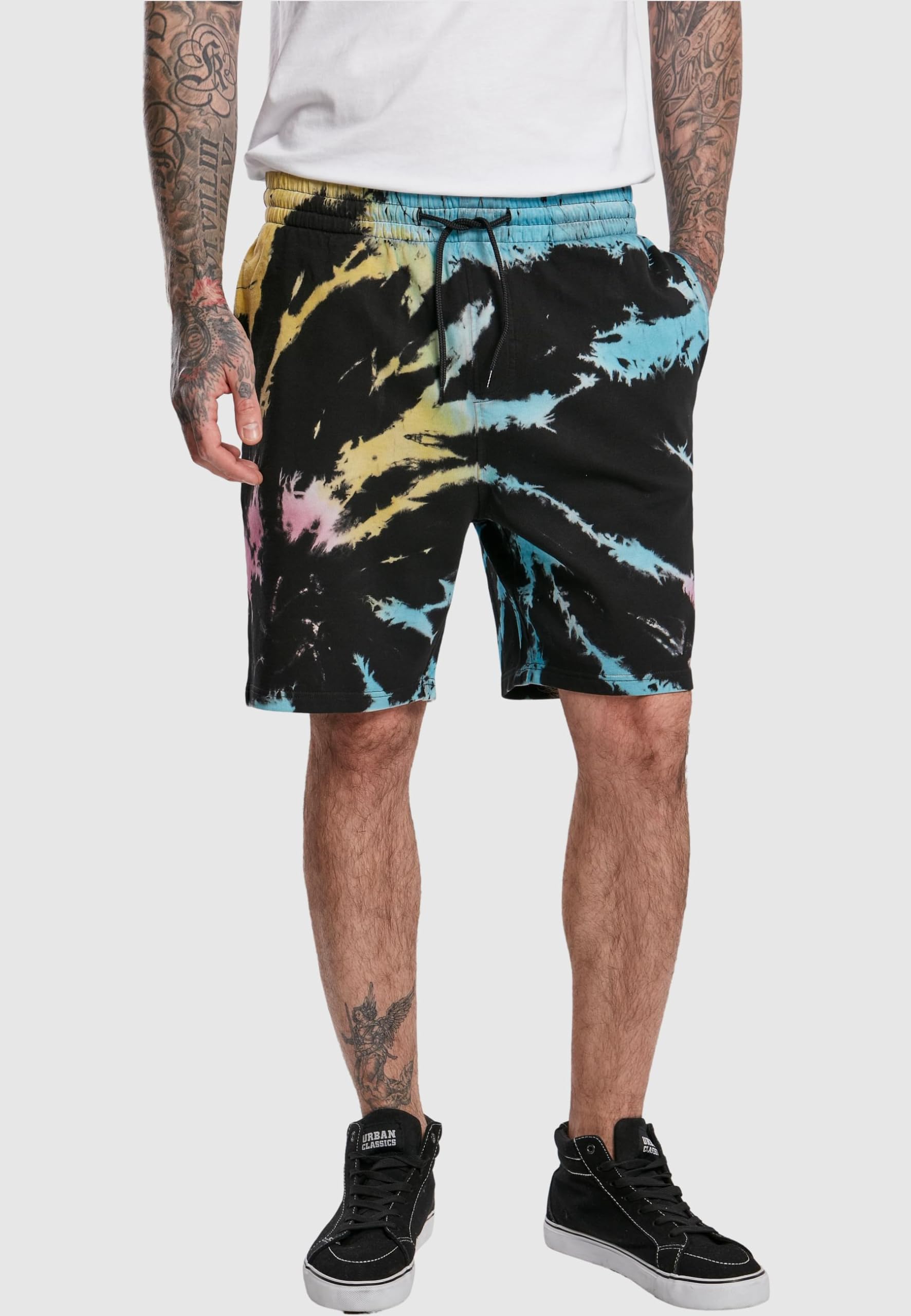 Urban Classics Tie Dye Sweat Shorts for Men - Comfortable Casual Athletic Shorts with Batik Design - Perfect for Gym, Lounge & Summer Outings