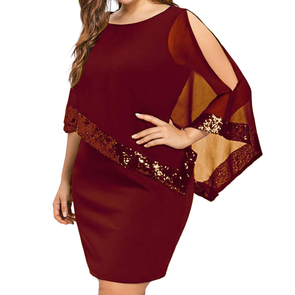 Elegant Cold Shoulder Asymmetric Chiffon Dress with Sequins - Plus Size Strapless Party Dress with Elastic Waist | Perfect for Cocktail Parties, Weddings & Special Occasions