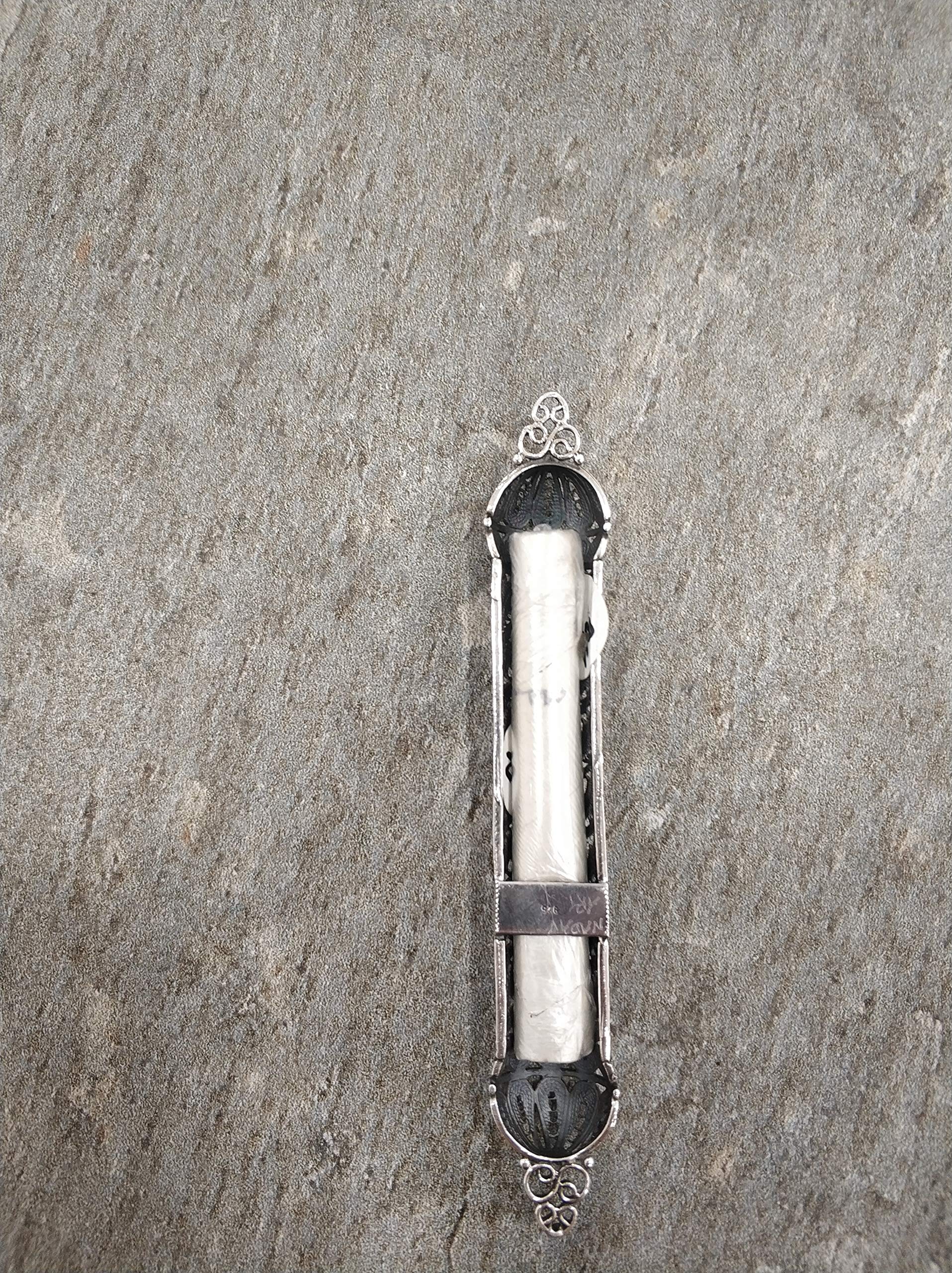 Handmade Sterling Silver Mezuzah Case with Kosher Scroll - 2.35