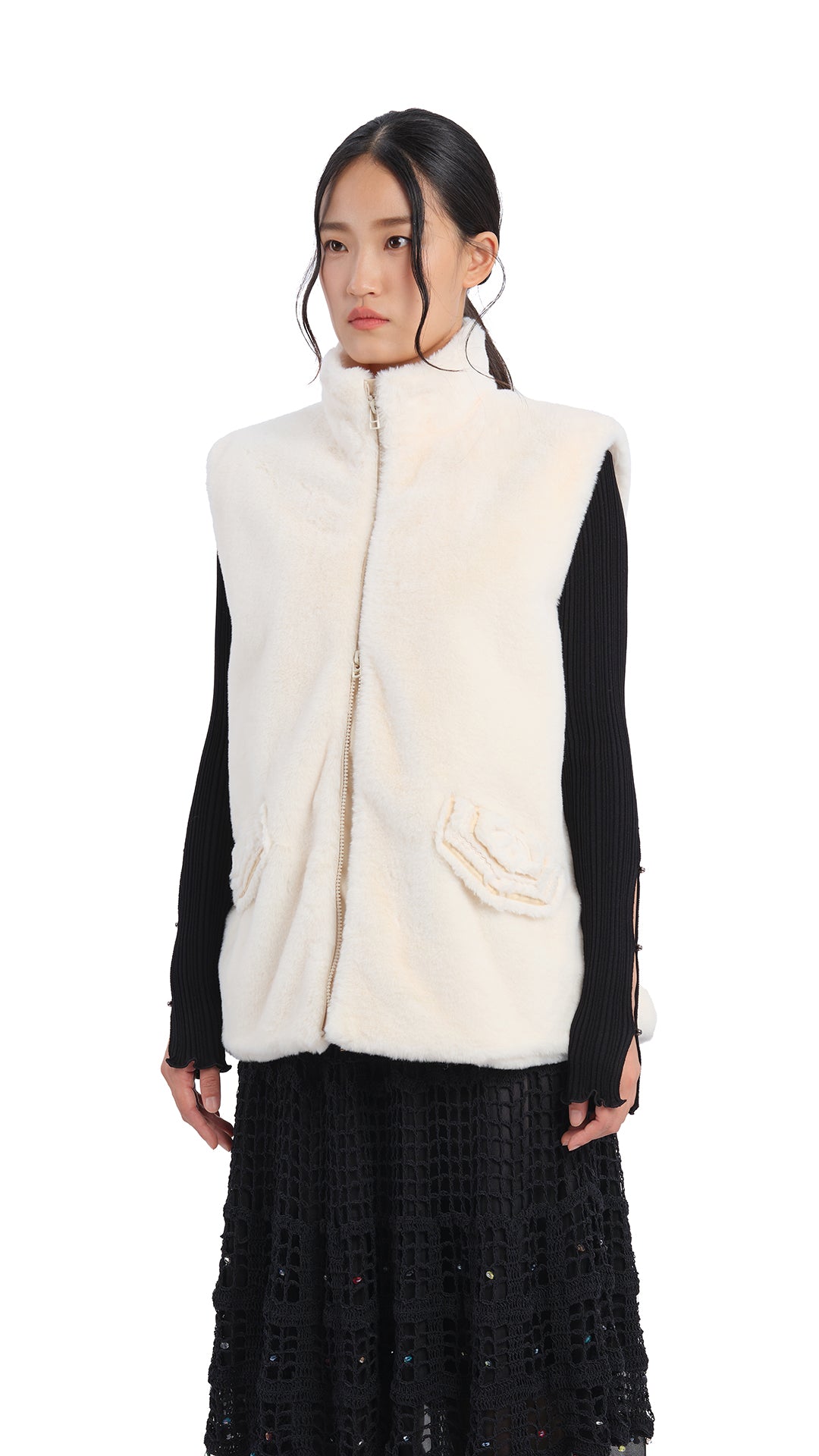 Women's Faux Fur Vest Winter Warm Cozy Jacket - Fashionable Outerwear for Casual Outings & Holiday Parties