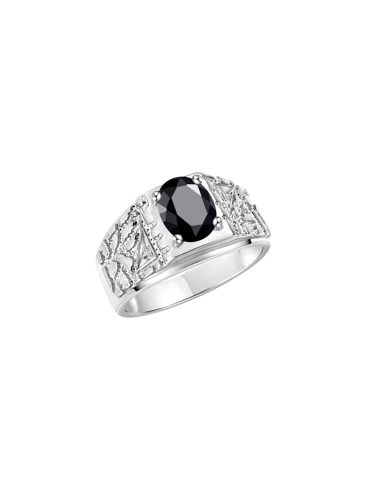 Rylos Men's Designer Nugget Ring - 9X7MM Oval Gemstone & Diamond Birthstone Ring in Sterling Silver (Sizes 8-13) | Perfect for Weddings, Anniversaries & Gifts | Stylish Men's Jewelry