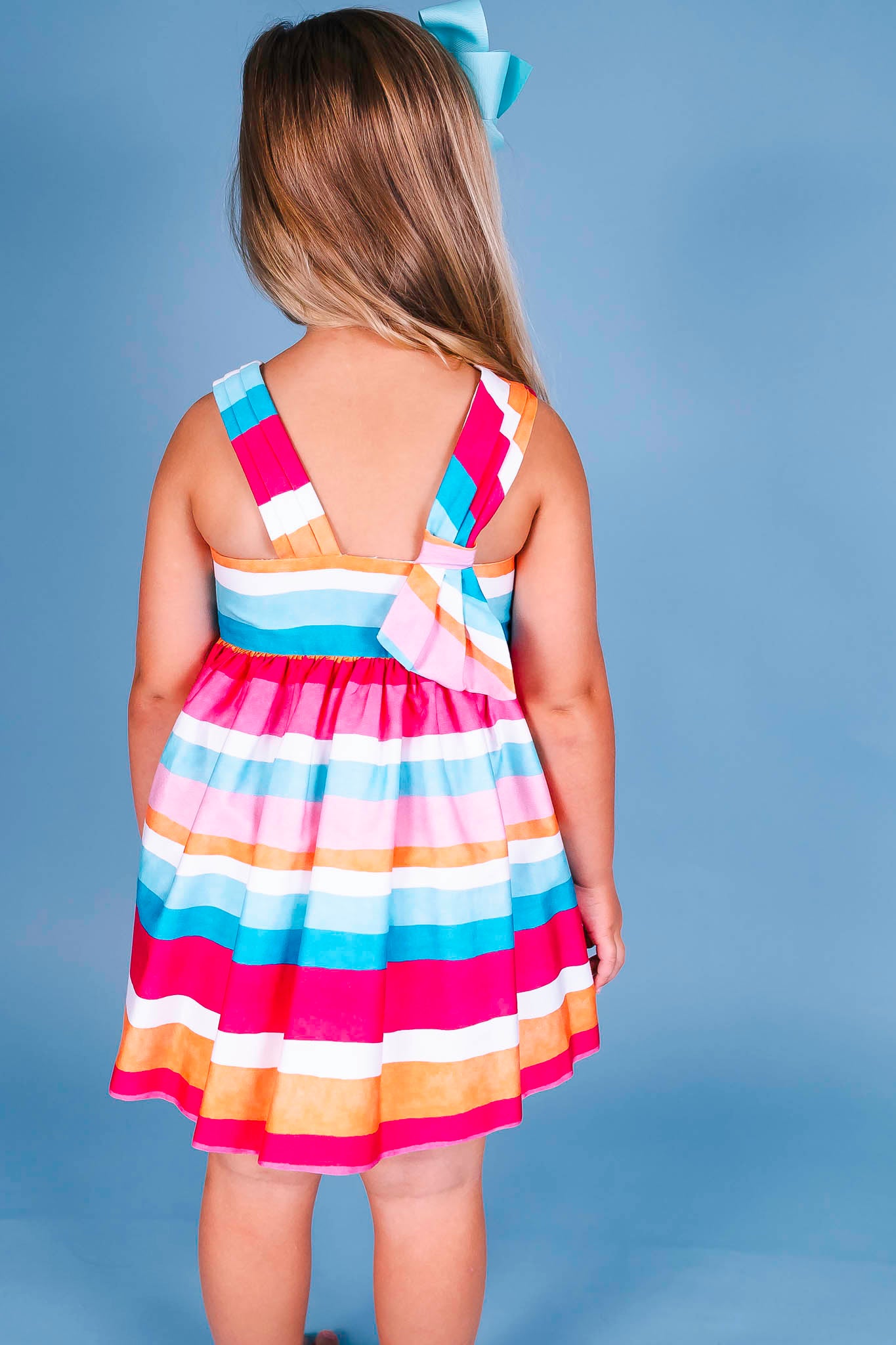 Magenta Colorblock Striped Dress for Girls | Trendy Striped Summer Dress | Perfect for Parties, School & Casual Wear