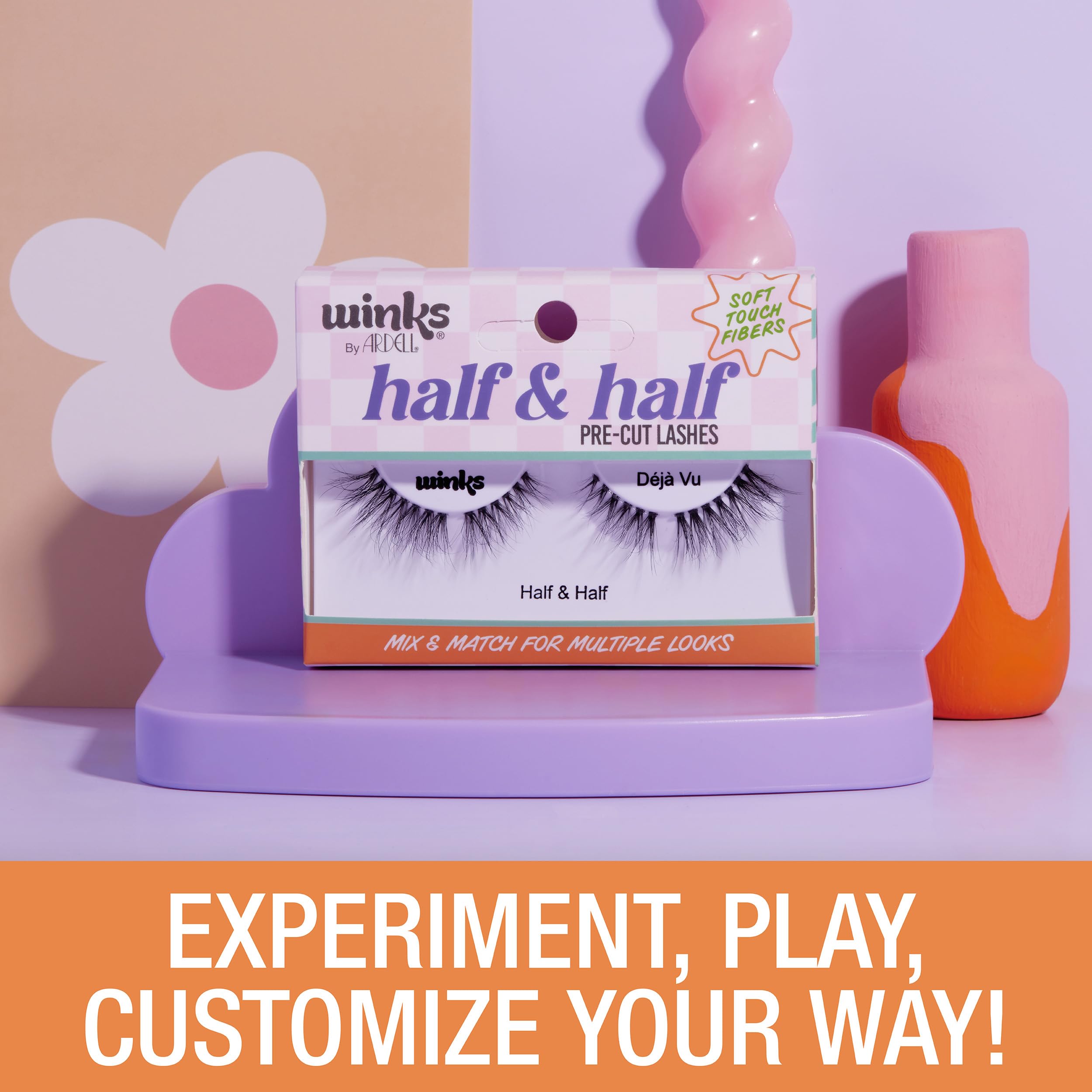 Ardell Winks Half & Half Pre-Cut False Eyelashes - DIY Lash Clusters for Cat Eye & Wispy Look (1-Pack) | Perfect for Parties, Weddings & Everyday Glam
