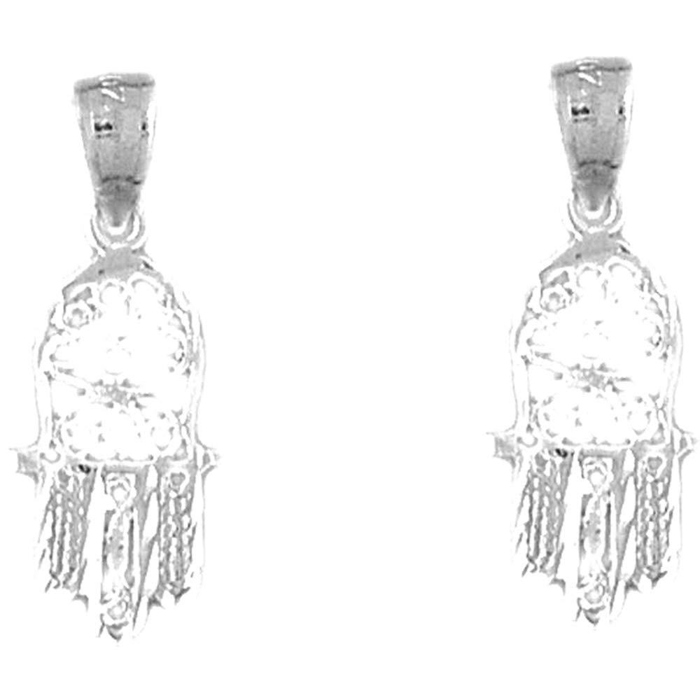 14K White Gold Hamsa Lever Back Earrings - Handmade in USA - Spiritual Jewelry for Women - Perfect for Yoga, Meditation & Boho Fashion