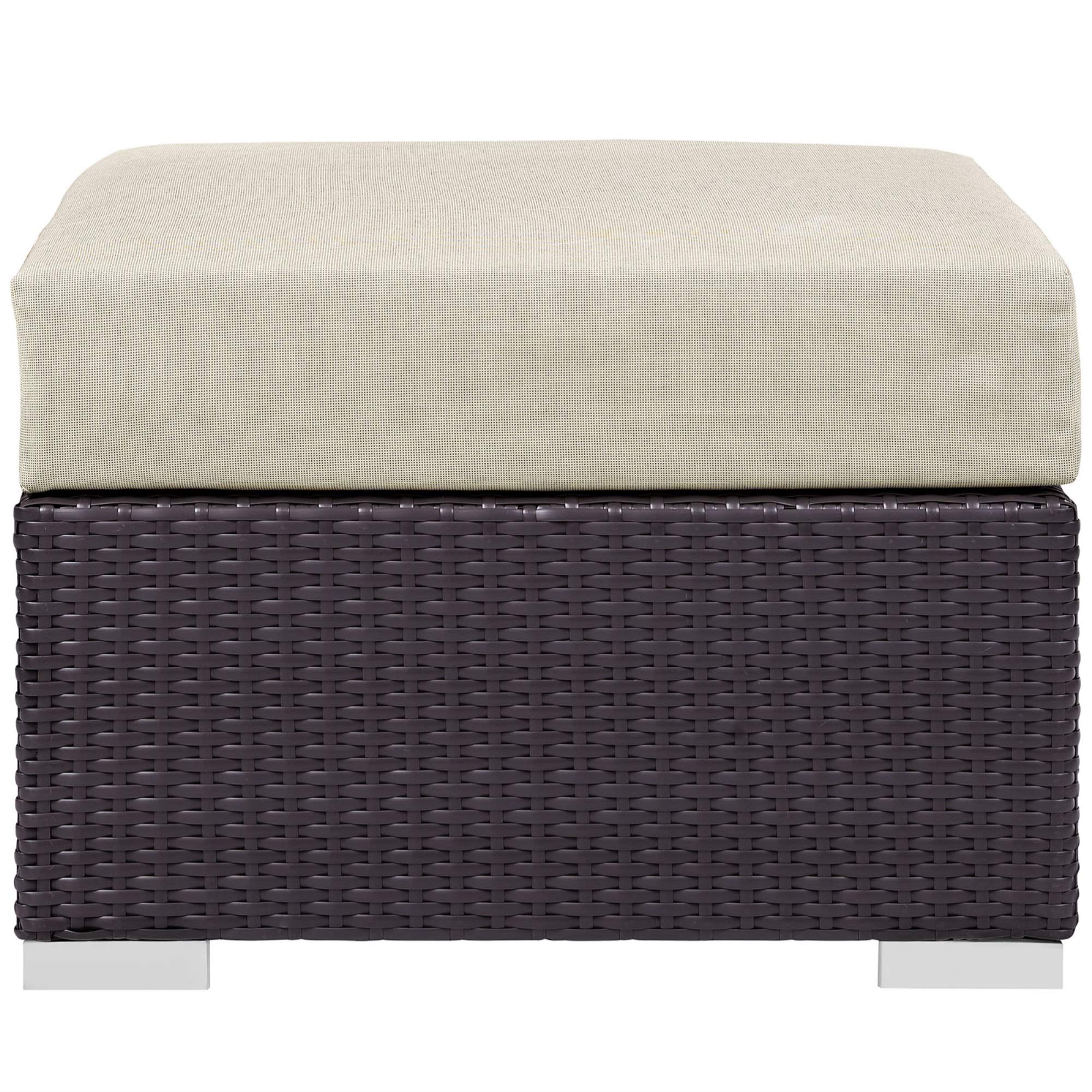 Ergode Convene Outdoor Sectional Ottoman - Durable Rattan Weave with Aluminum Frame & All-Weather Cushions - Perfect for Patio, Backyard, Poolside Lounging & Garden Relaxation