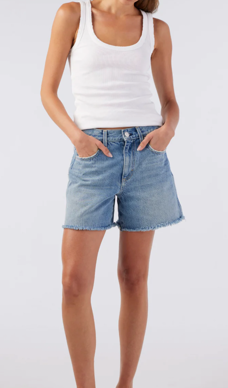 Amo Billie Short - Women's High Waisted Denim Shorts for Summer | Casual & Comfortable | Perfect for Beach, Travel & Everyday Wear