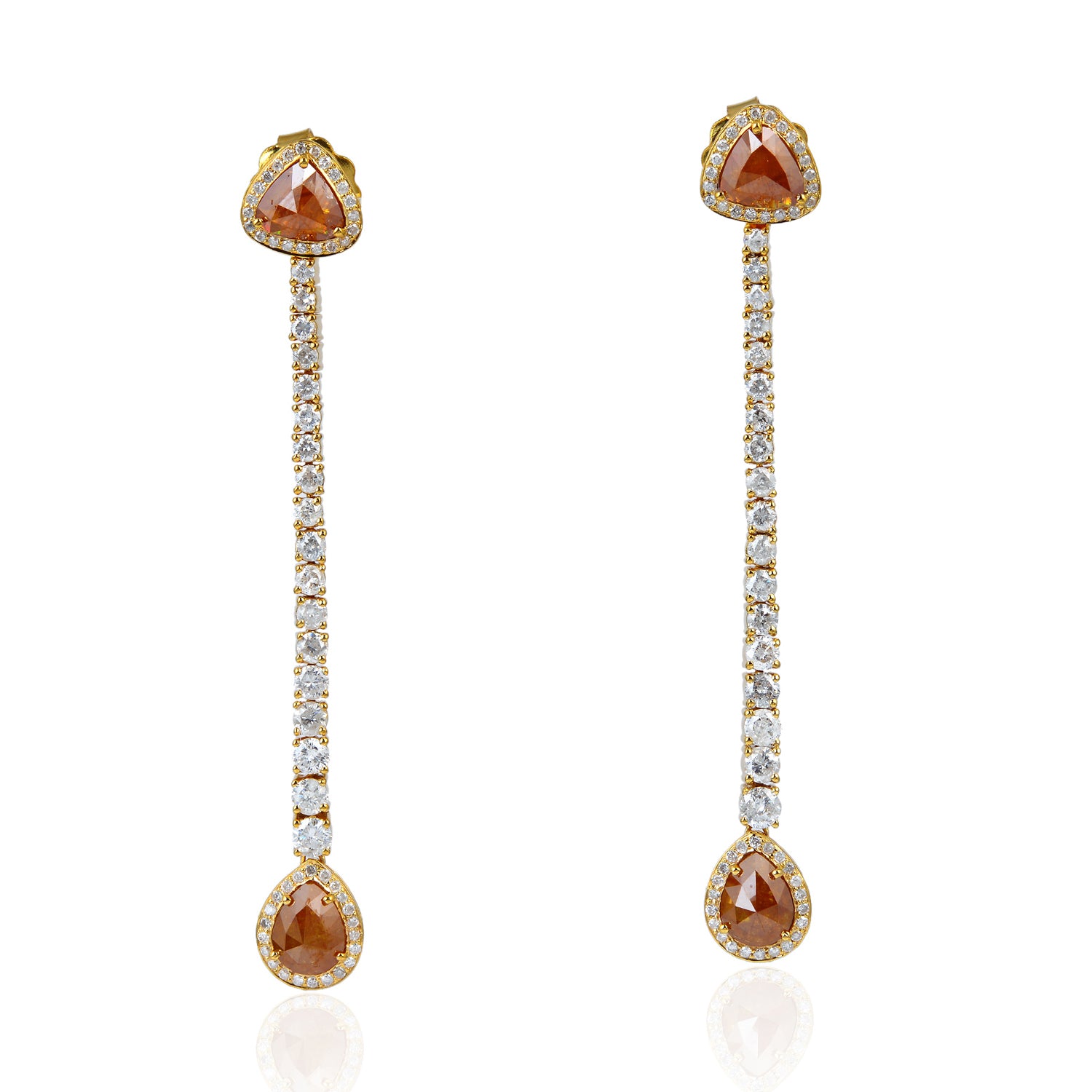 18K Yellow Gold Prong Ice Diamond Designer Threader Earrings for Women - Perfect for Weddings, Parties & Special Occasions