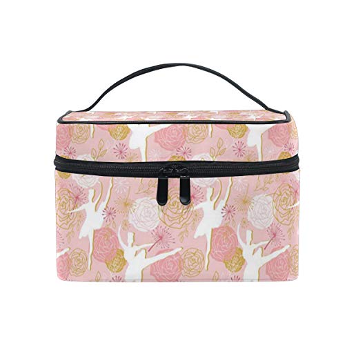 DoubleCW Small Travel Makeup Bag for Women - Portable Cosmetic Organizer with Brush Holder, Perfect for Ballet Dancers, Gym, Travel & Everyday Use