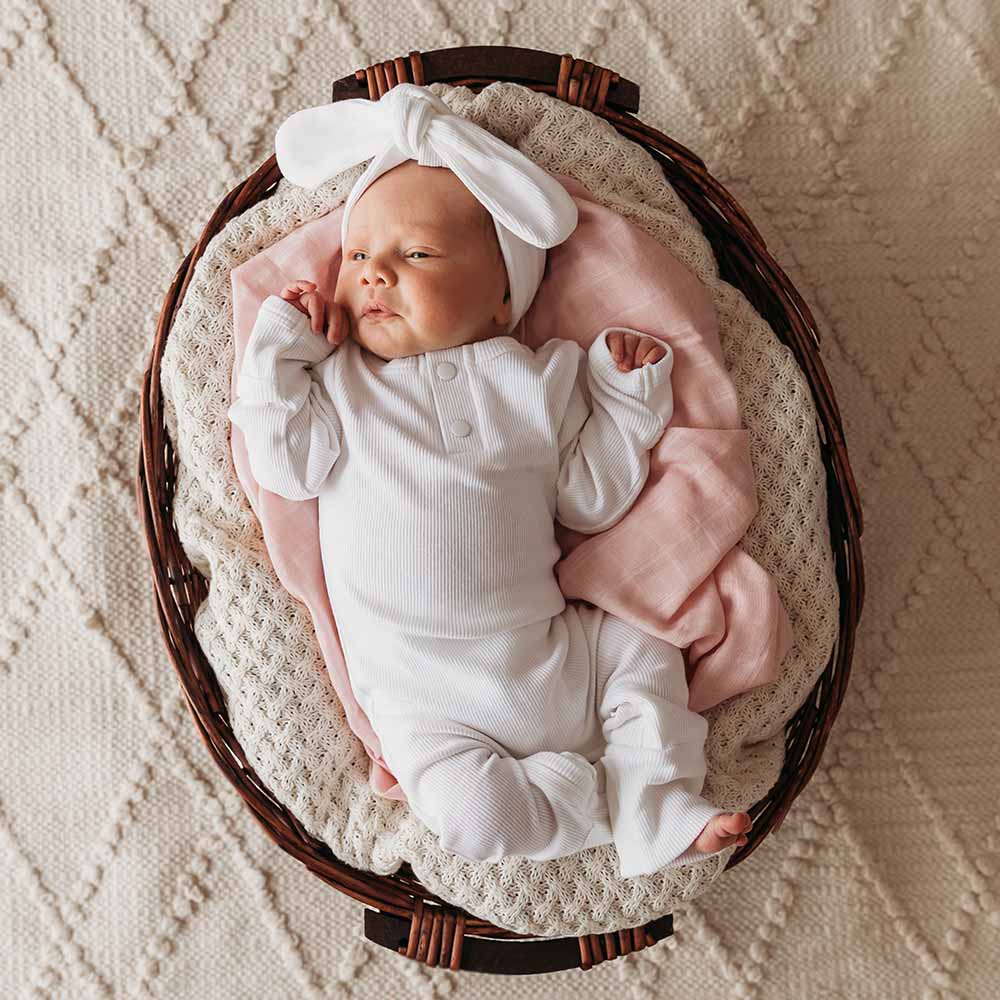 Organic Ribbed Baby Growsuit - Snuggle Hunny Soft Cotton Milk Color - Perfect for Newborns, Infants & Toddlers - Ideal for Playtime, Naptime & Family Outings