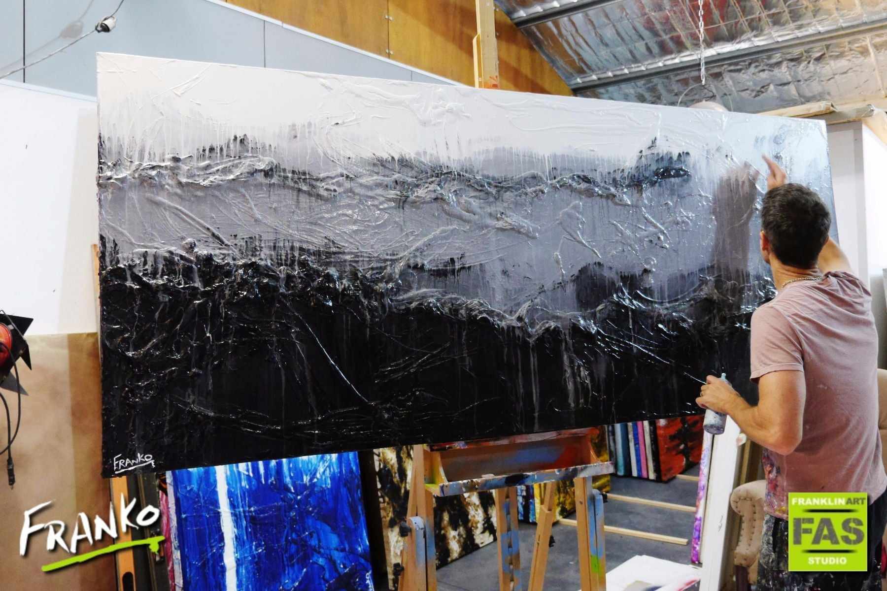 Grey Abstract Painting 240cm x 100cm - Modern Large Wall Art for Living Room, Bedroom & Office Decor | In The Light Of Grey