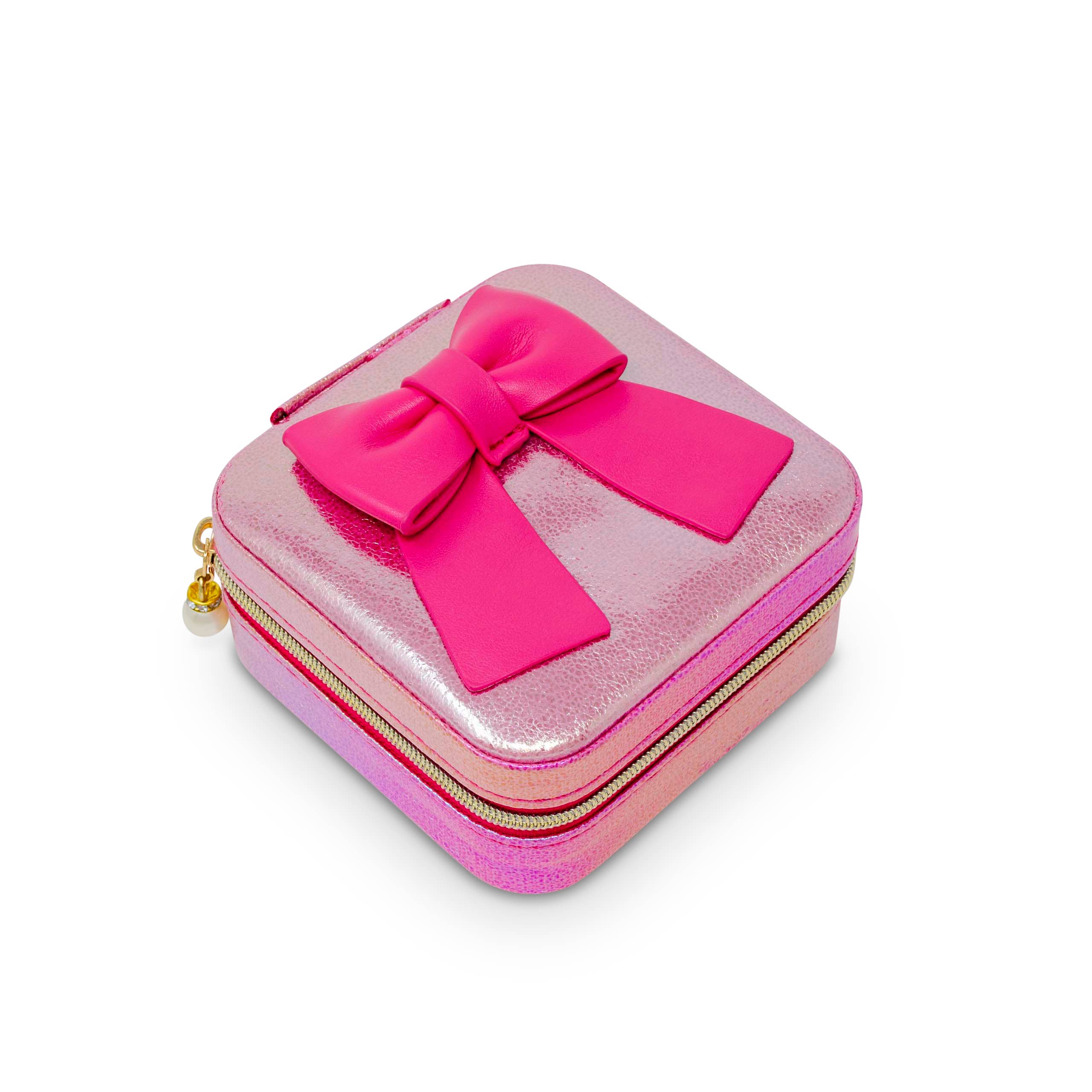 Shiny Jumbo Bow Jewelry Box - Purple Velvet Jewelry Organizer for Necklaces, Rings & Earrings | Perfect for Bedroom Vanity, Gift Giving & Travel Storage