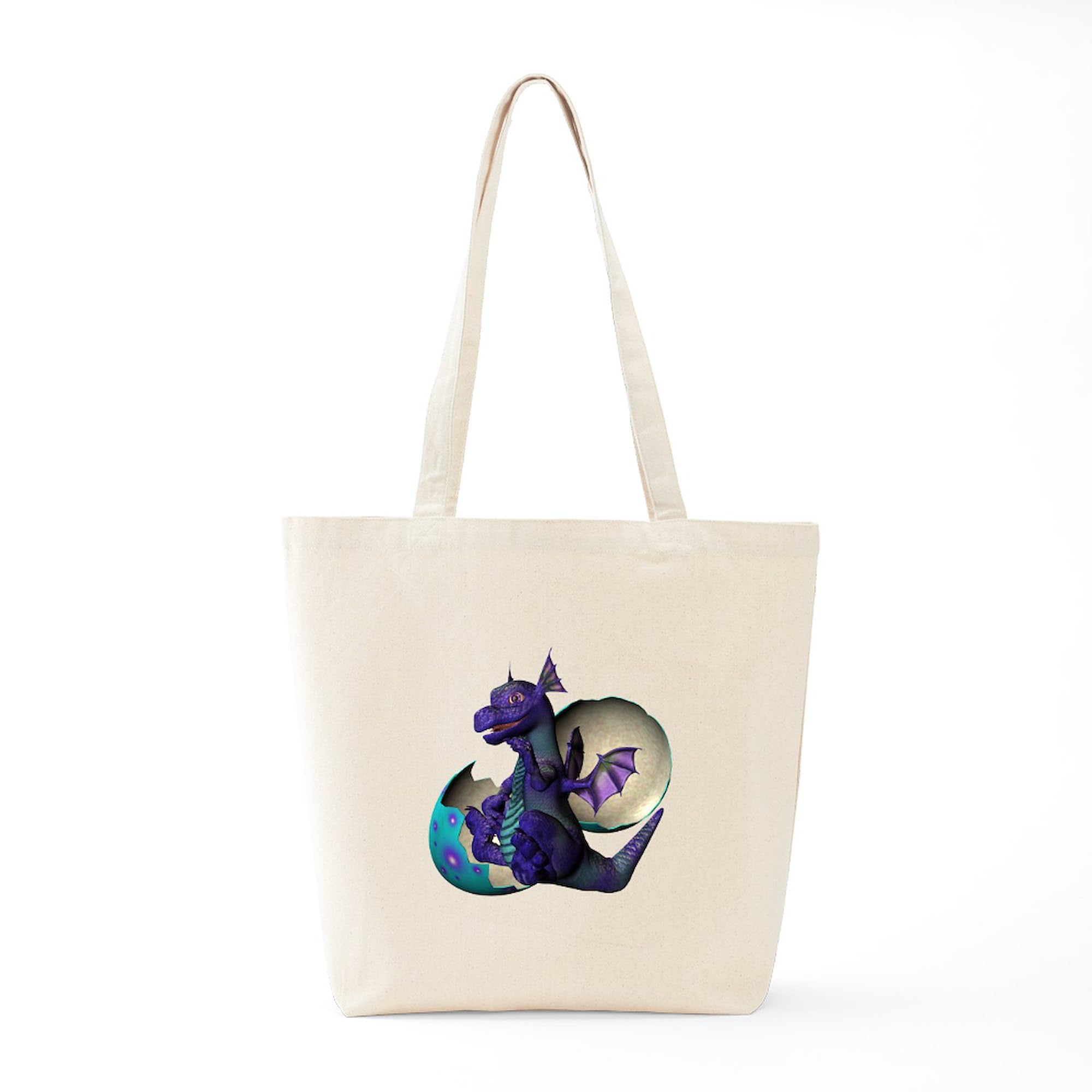 Little Dragon Tote Bag - Natural Canvas Reusable Shopping Bag for Groceries, Beach & Everyday Use | Eco-Friendly Cotton Tote with Unique Dragon Design